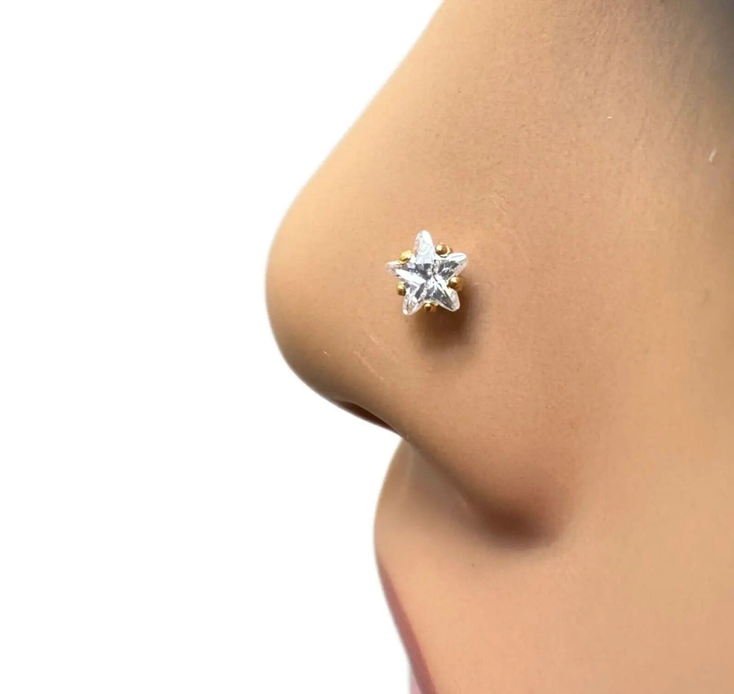 Nasenstecker/Nasenpiercing mit Schraubverschluss aus 22 Karat Gelbgold und Zirkonia (3 MM–4,5 MM)