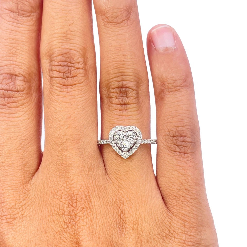 18ct white gold heart diamond promise ring, alternate view