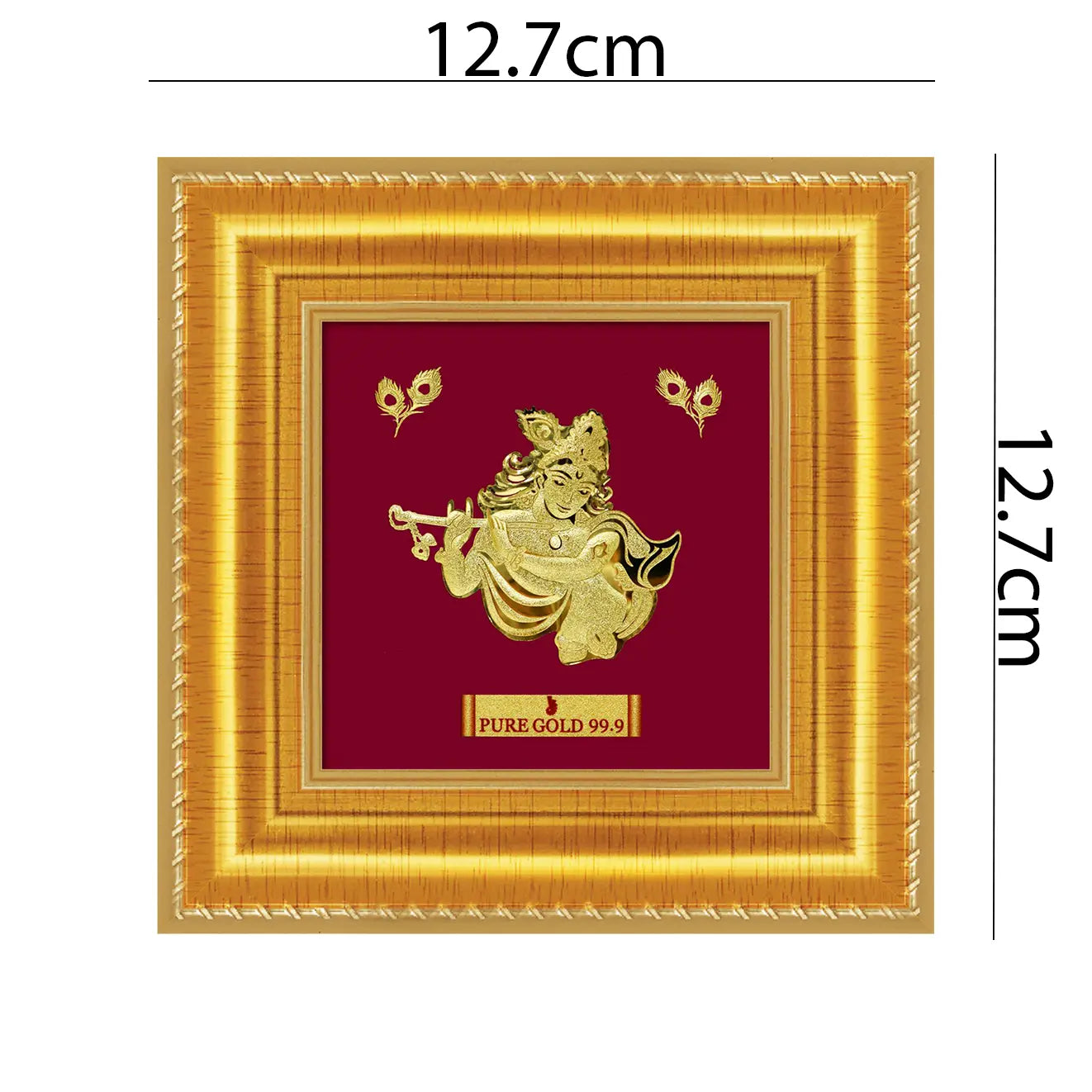 24ct Pure Gold Leaf Krishna Frame 12.7 x 12.7cm 