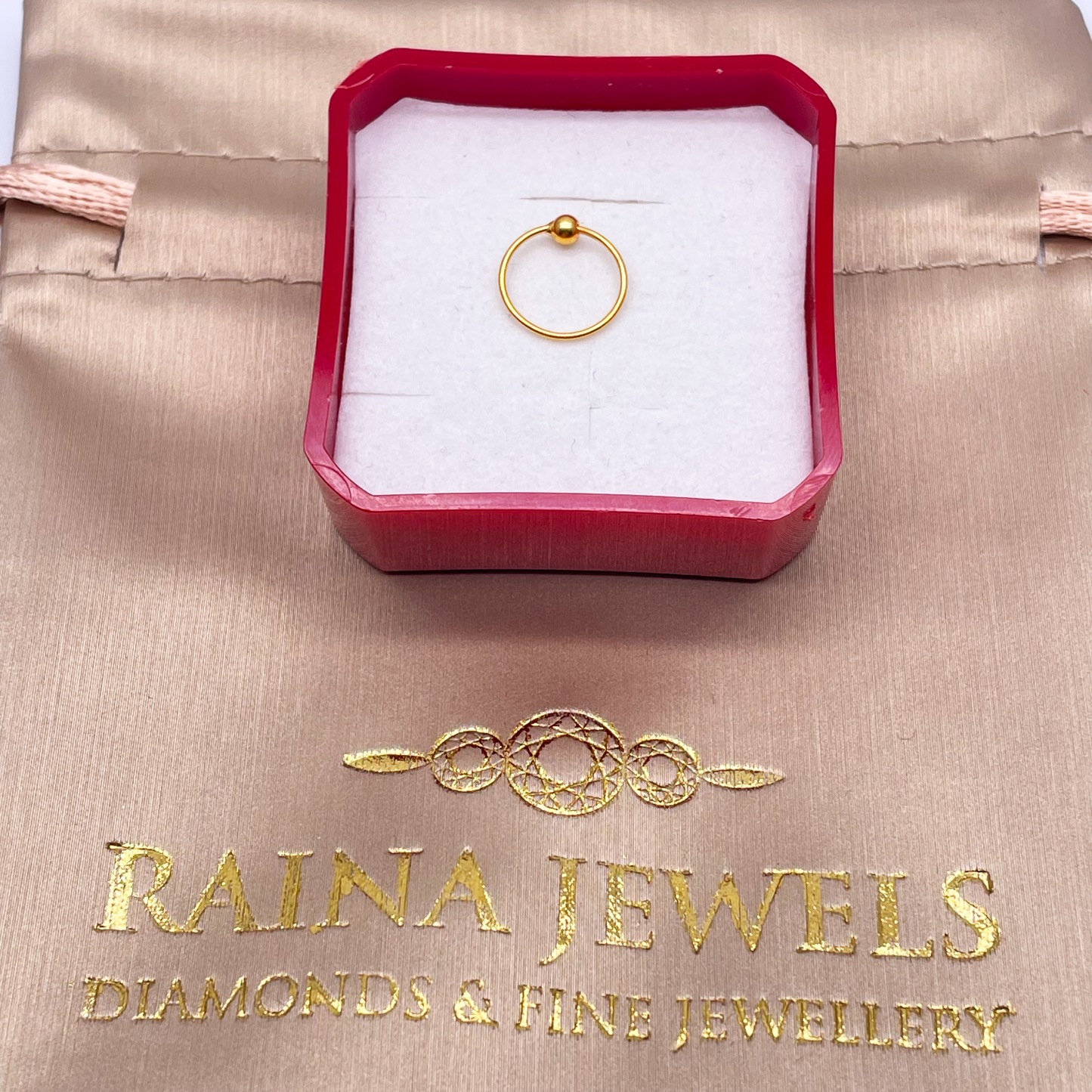 22 Karat Gelbgold Nasenring Glatt Poliert 10mm