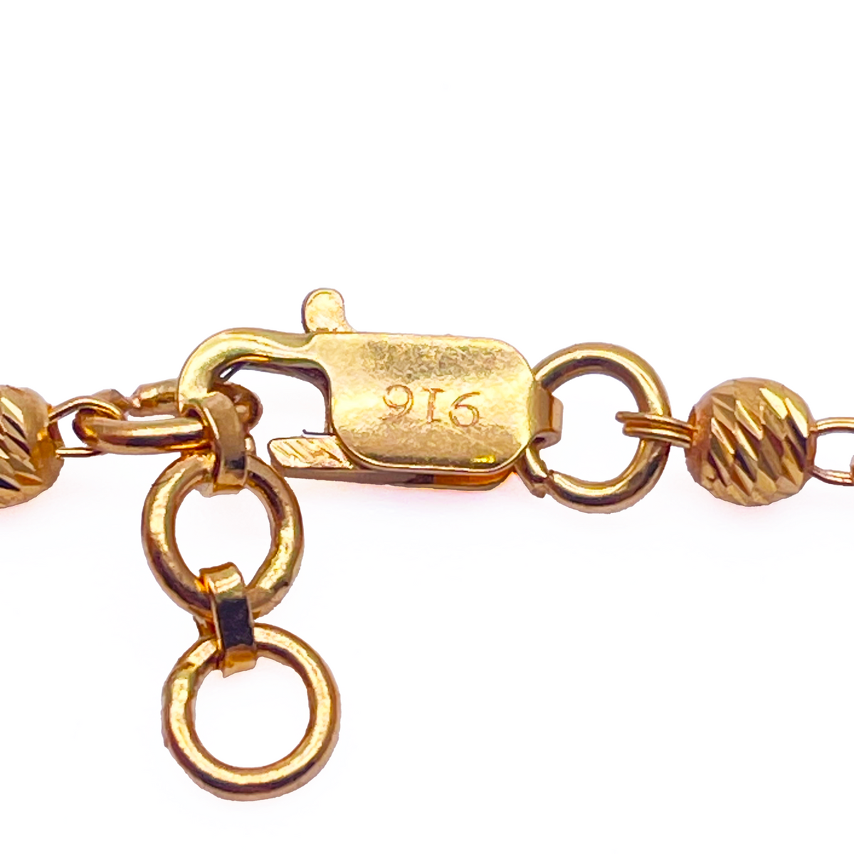 22 Karat Gelbgold Zweilagige Kette mit Diamantgeschliffenen Perlen Armband