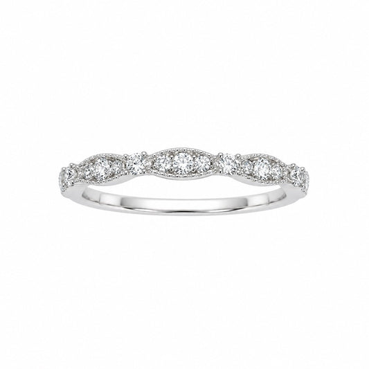 18ct White Gold Natural Diamond Half Eternity Milgrain Ring 0.25ct