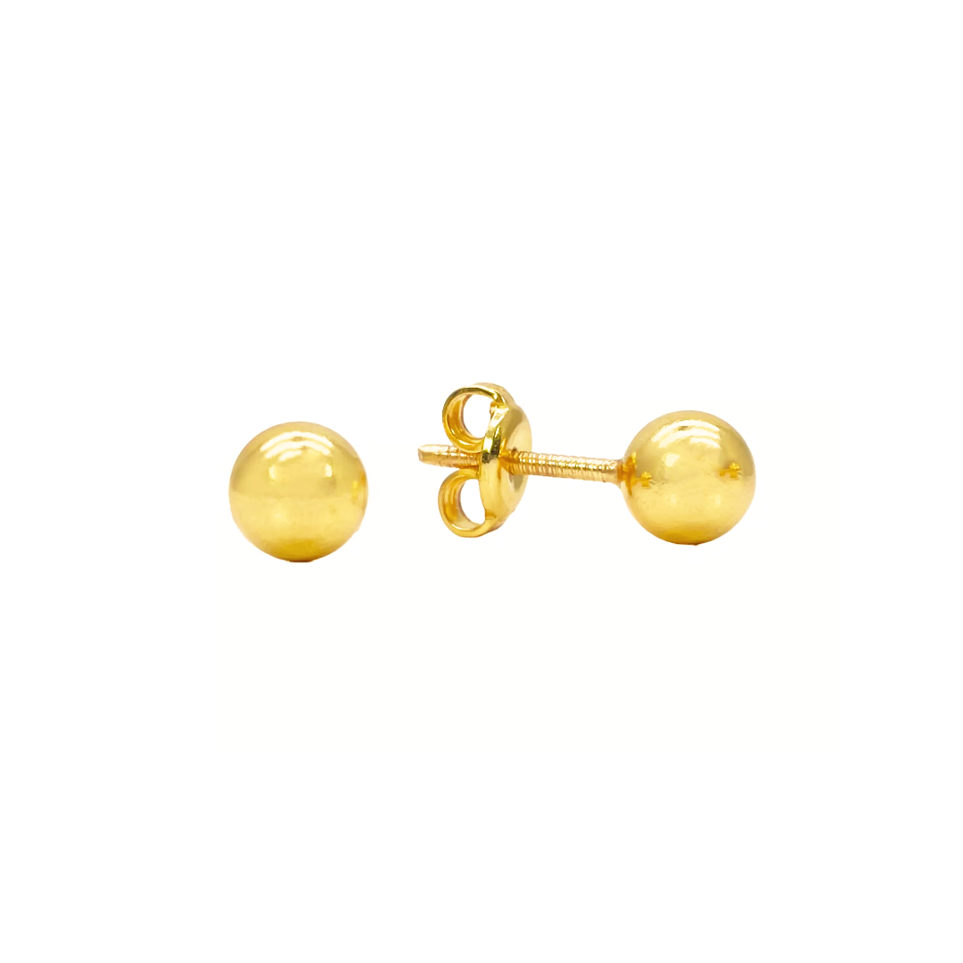Ohrstecker 5 mm Kugel, hochglanzpoliert, 22 Karat Gelbgold