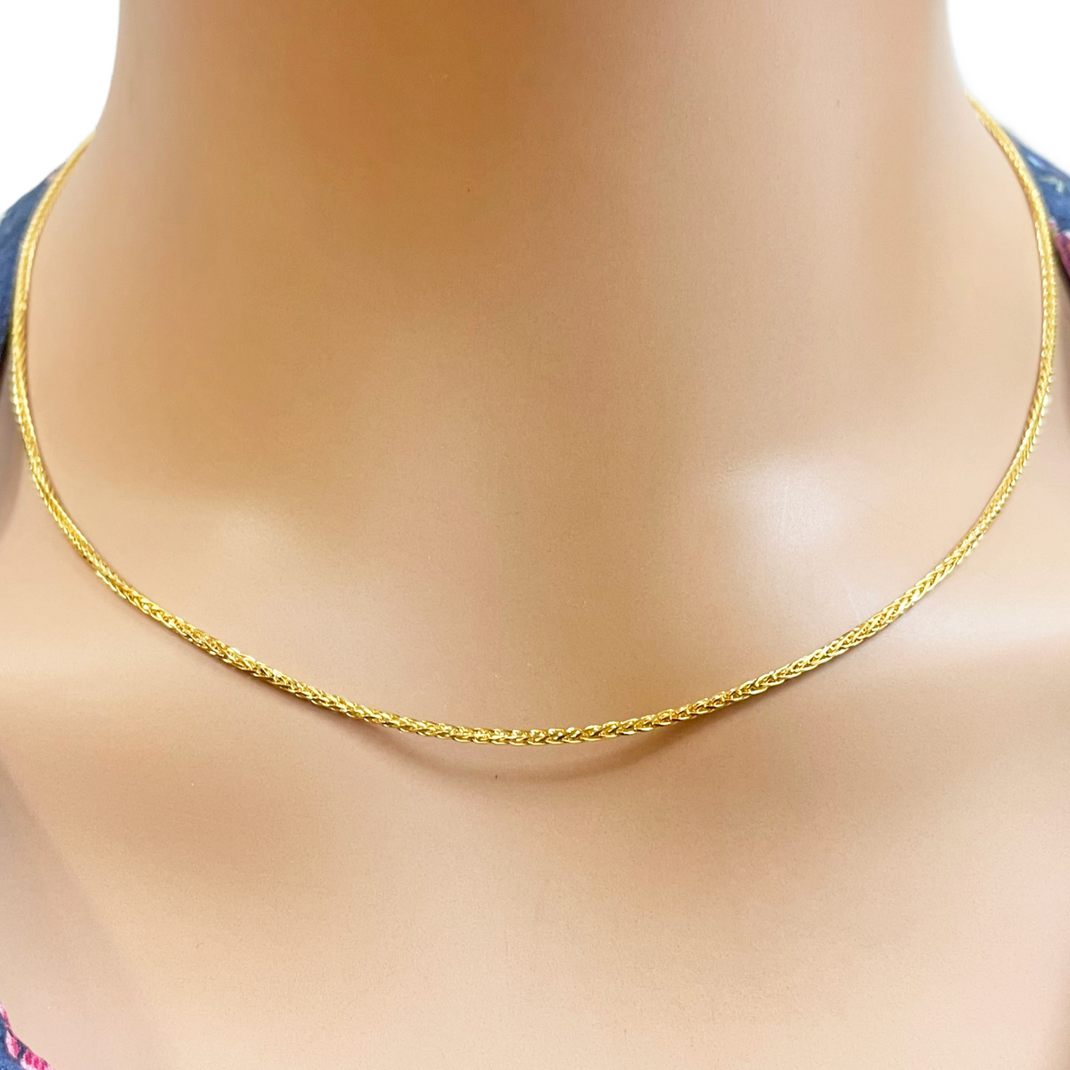 22 Karat Gelbgold Spiga Kettenhalskette 45,72 cm 1,4 mm Breite