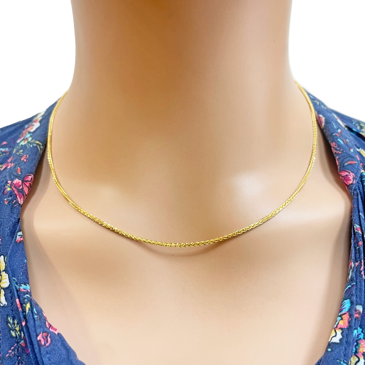 22 Karat Gelbgold Spiga Kettenhalskette 45,72 cm 1,4 mm Breite
