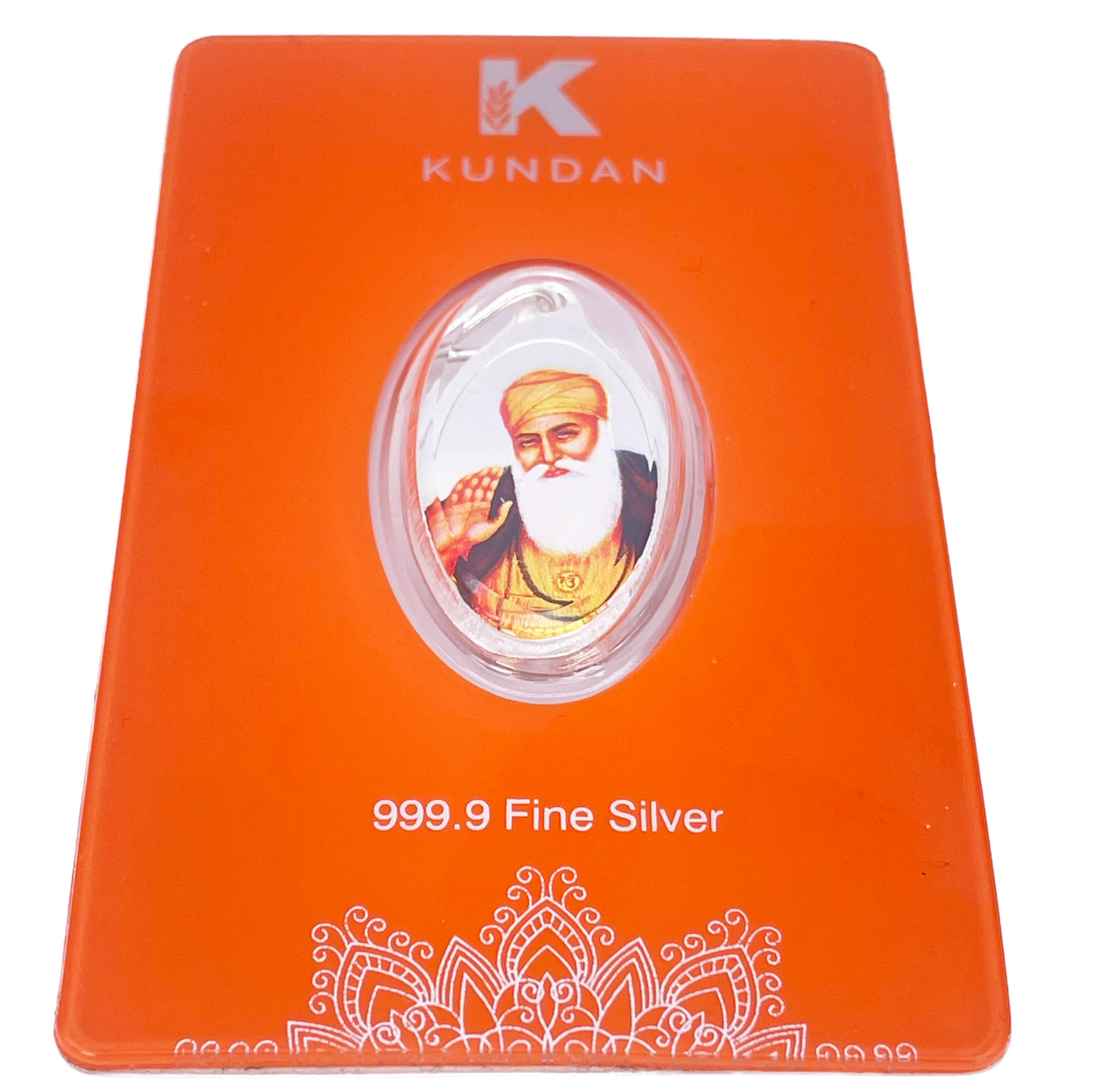 999,9 Reinsilber 5 Gramm Farbiger Guru Nanak Sikh-Anhänger Versiegelte Packung