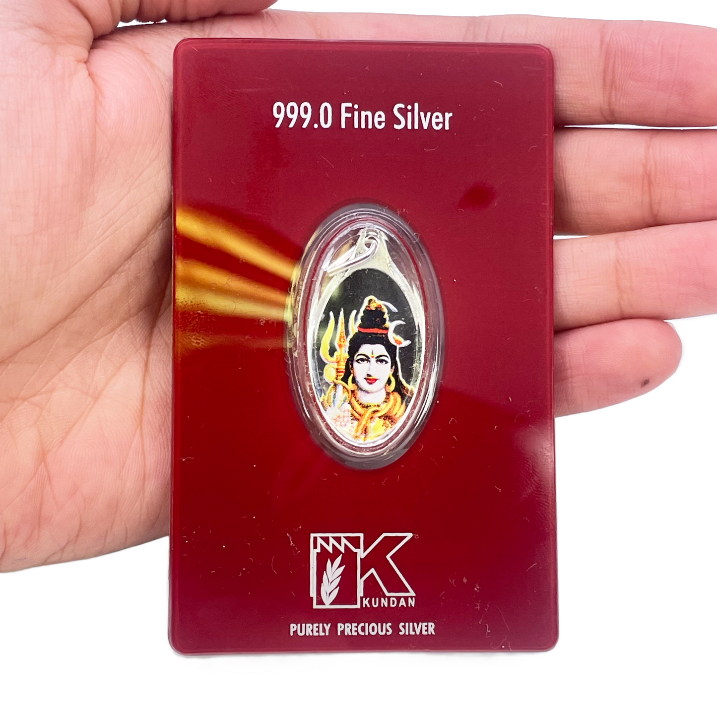 999.9 Feinsilber 5 Gramm Farbiger Shankar / Shiva Anhänger Versiegelte Packung