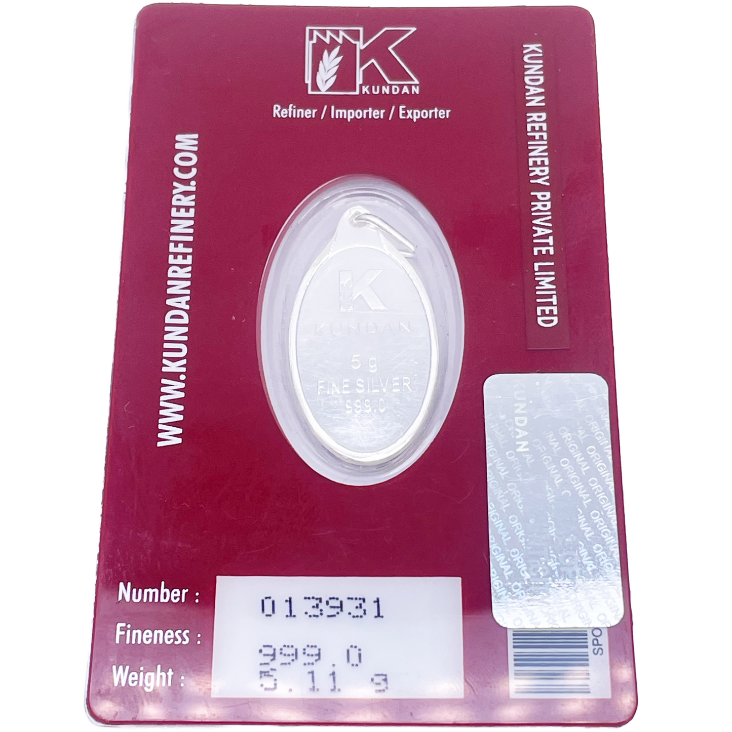 999.9 Feinsilber 5 Gramm Farbiger Shankar / Shiva Anhänger Versiegelte Packung