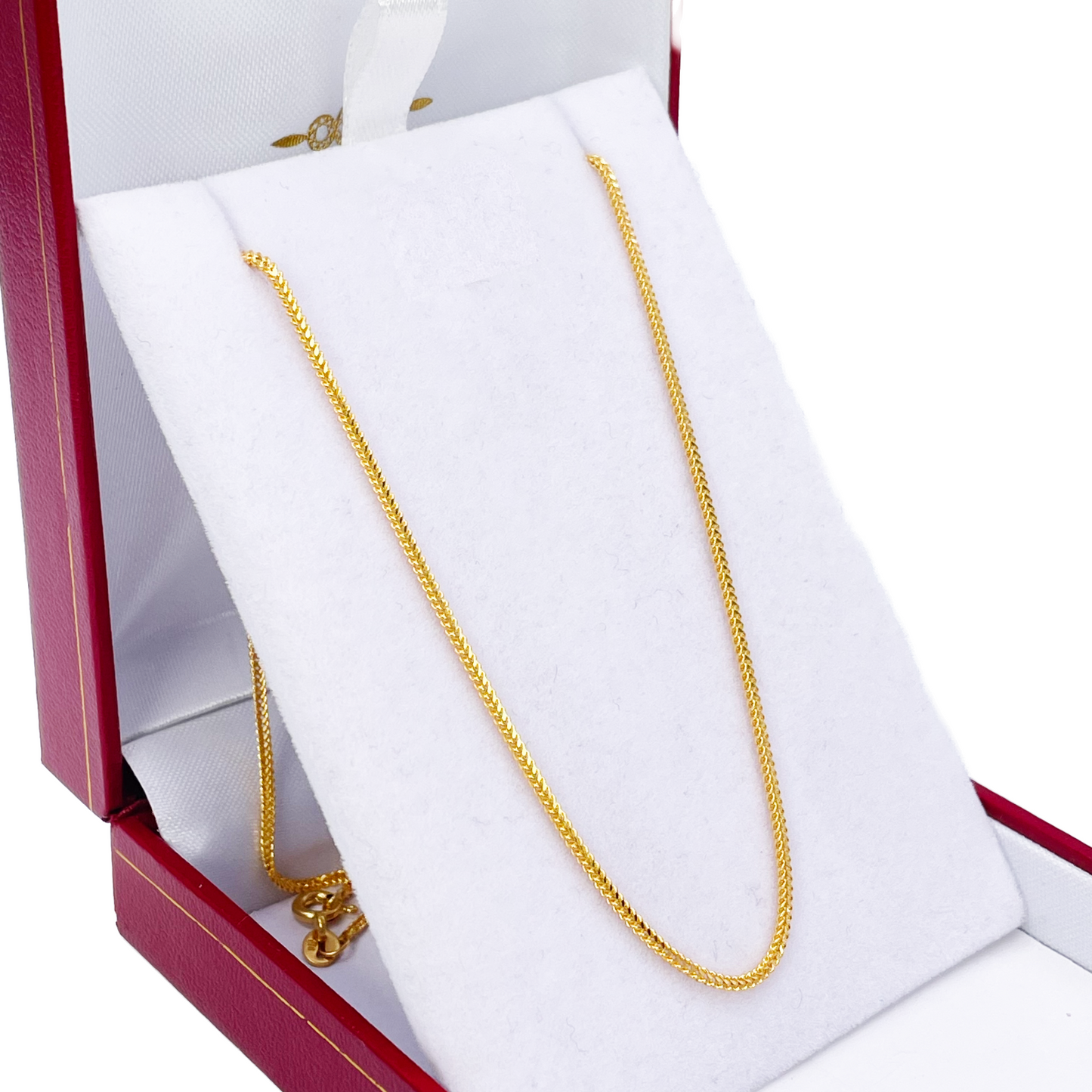 22 Karat Gelbgold Massive Fuchsschwanzkette Halskette 40,64 cm 1,2 mm Breite