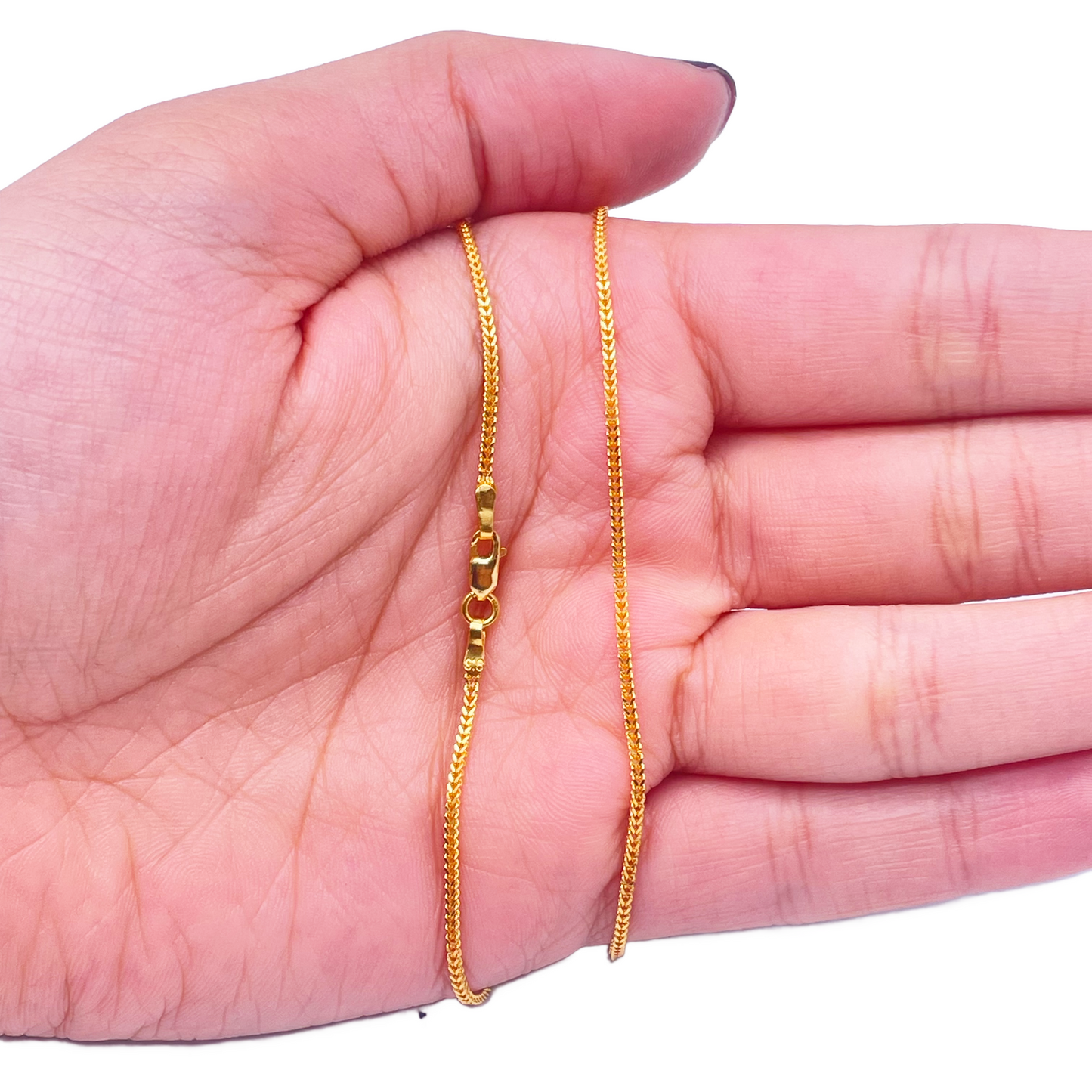 22 Karat Gelbgold Massive Fuchsschwanzkette Halskette 40,64 cm 1,2 mm Breite