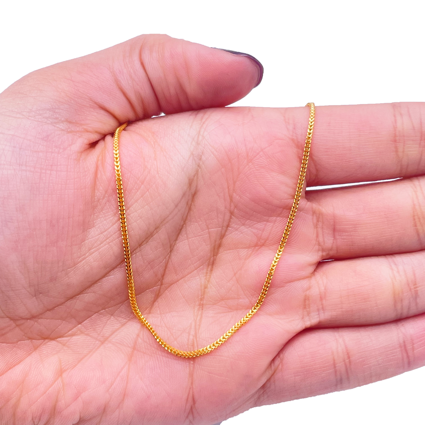 22 Karat Gelbgold Massive Fuchsschwanzkette Halskette 40,64 cm 1,2 mm Breite