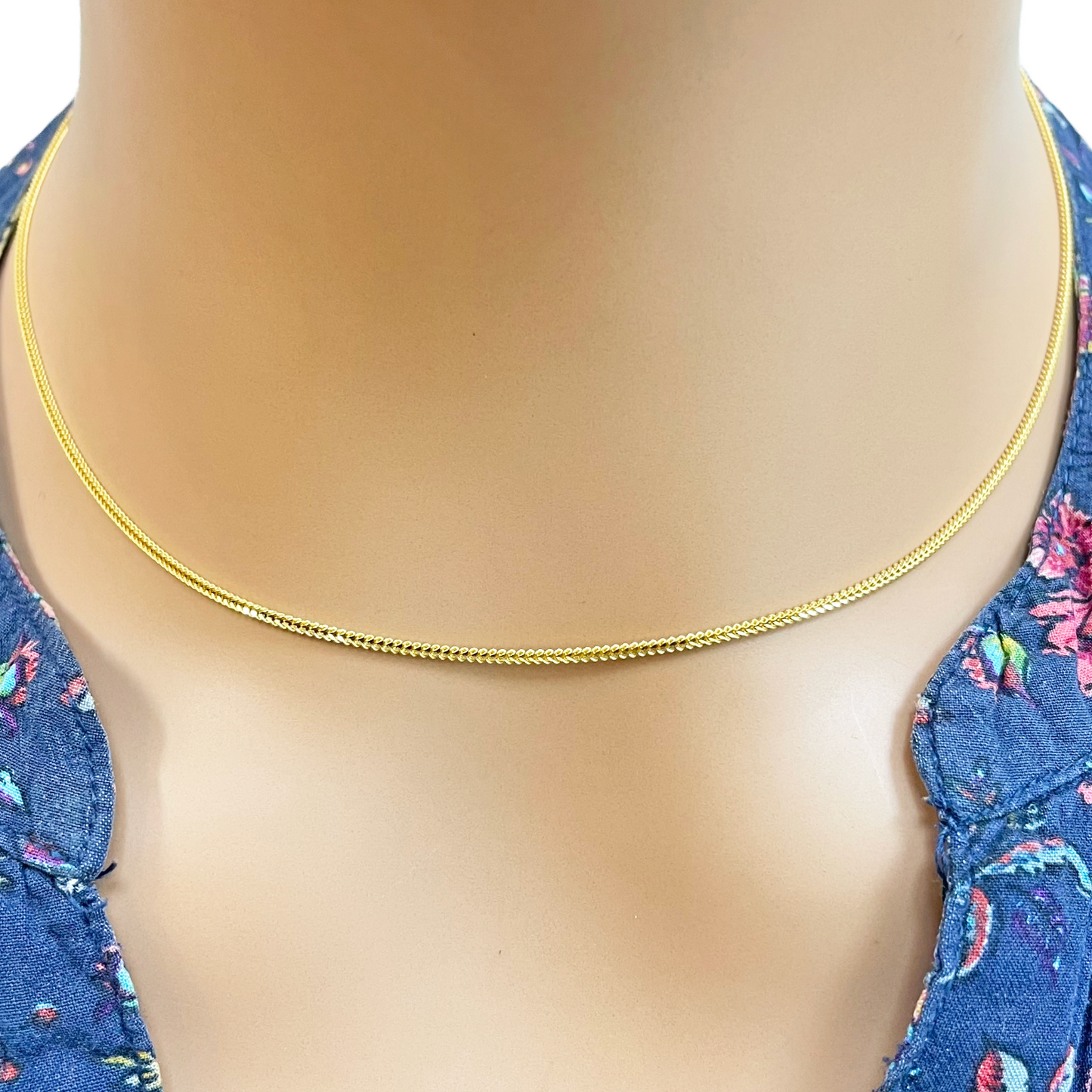 22 Karat Gelbgold Massive Fuchsschwanzkette Halskette 40,64 cm 1,2 mm Breite