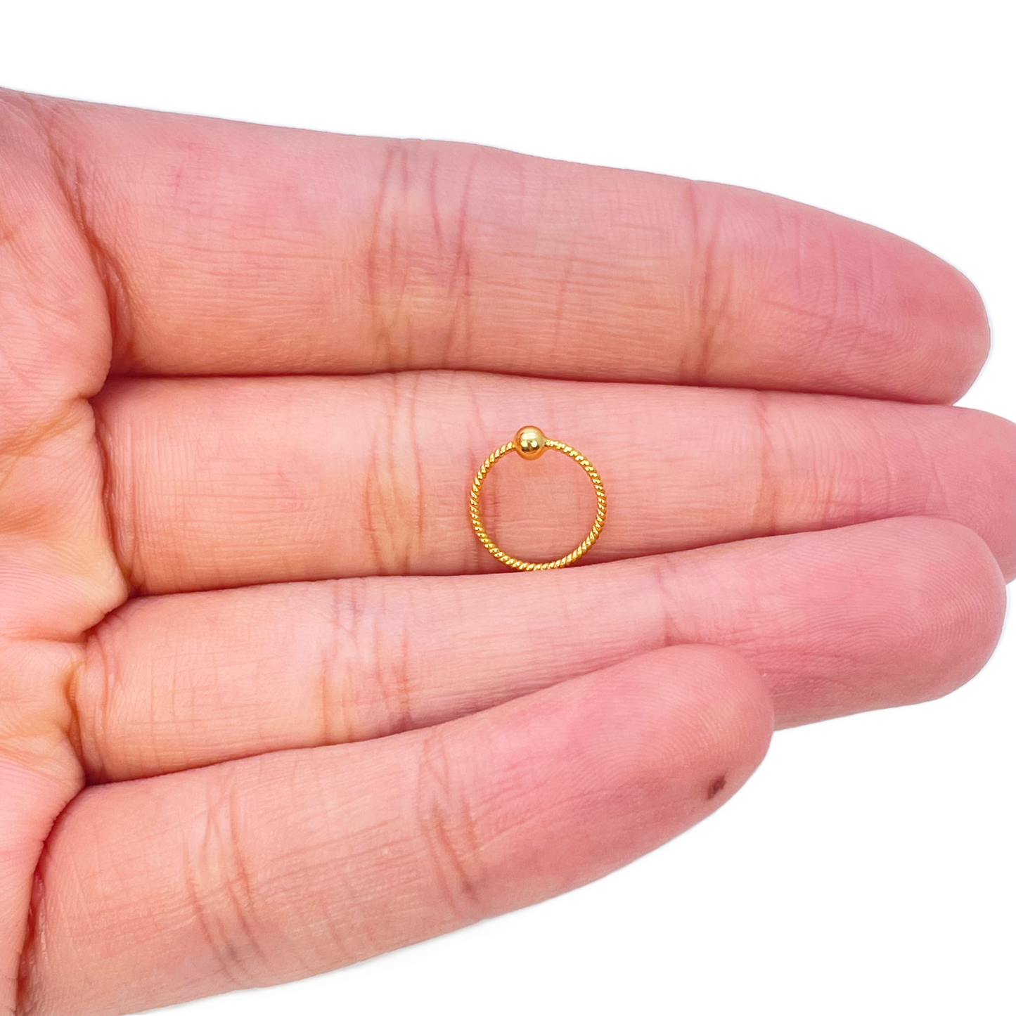 22 Karat Gelbgold winziger Seil zierlicher Nasenring Huggie 8mm Durchmesser