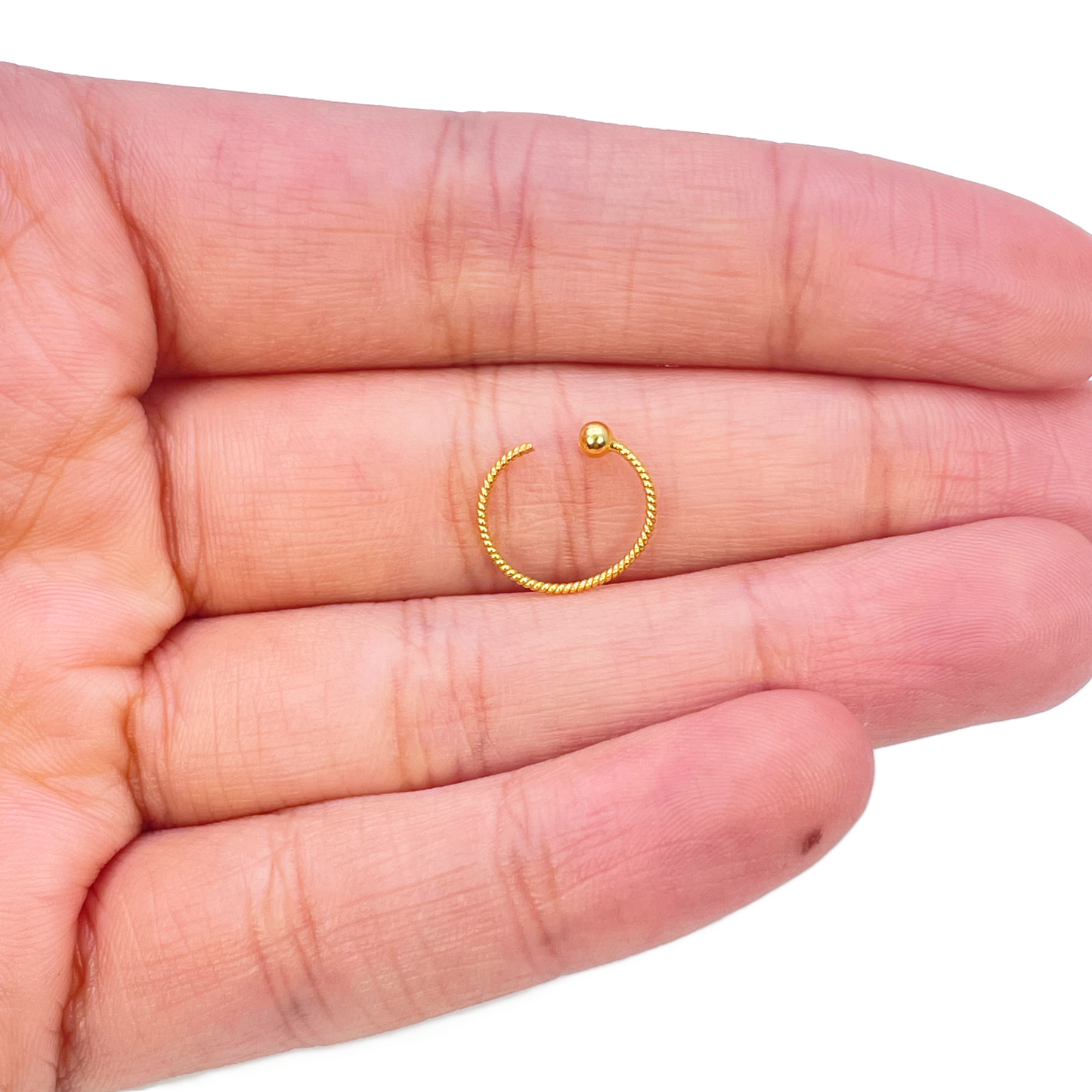 22 Karat Gelbgold winziger Seil zierlicher Nasenring Huggie 8mm Durchmesser