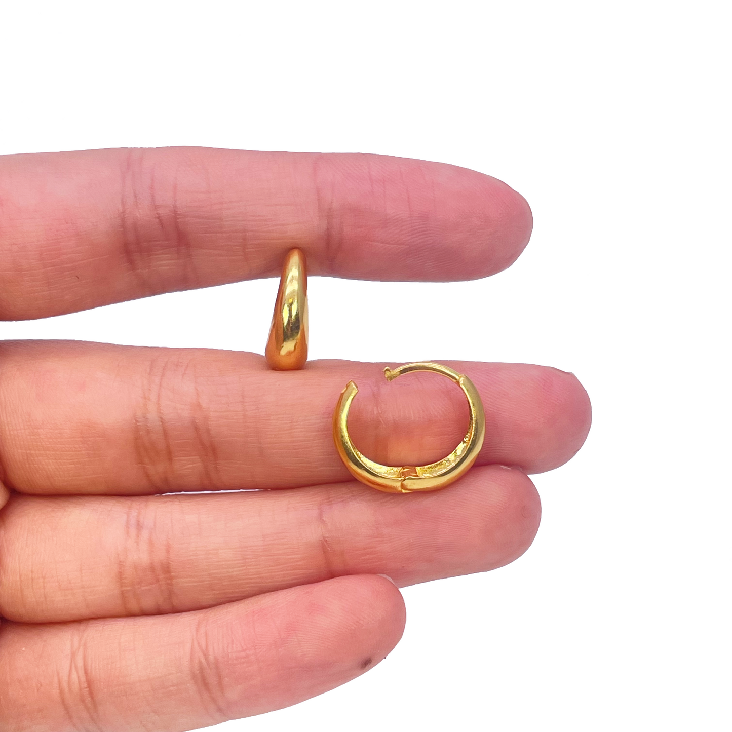 18 Karat Gelbgold, hochglanzpolierte gewölbte Creolen/Ohrringe, 10,8 mm Durchmesser