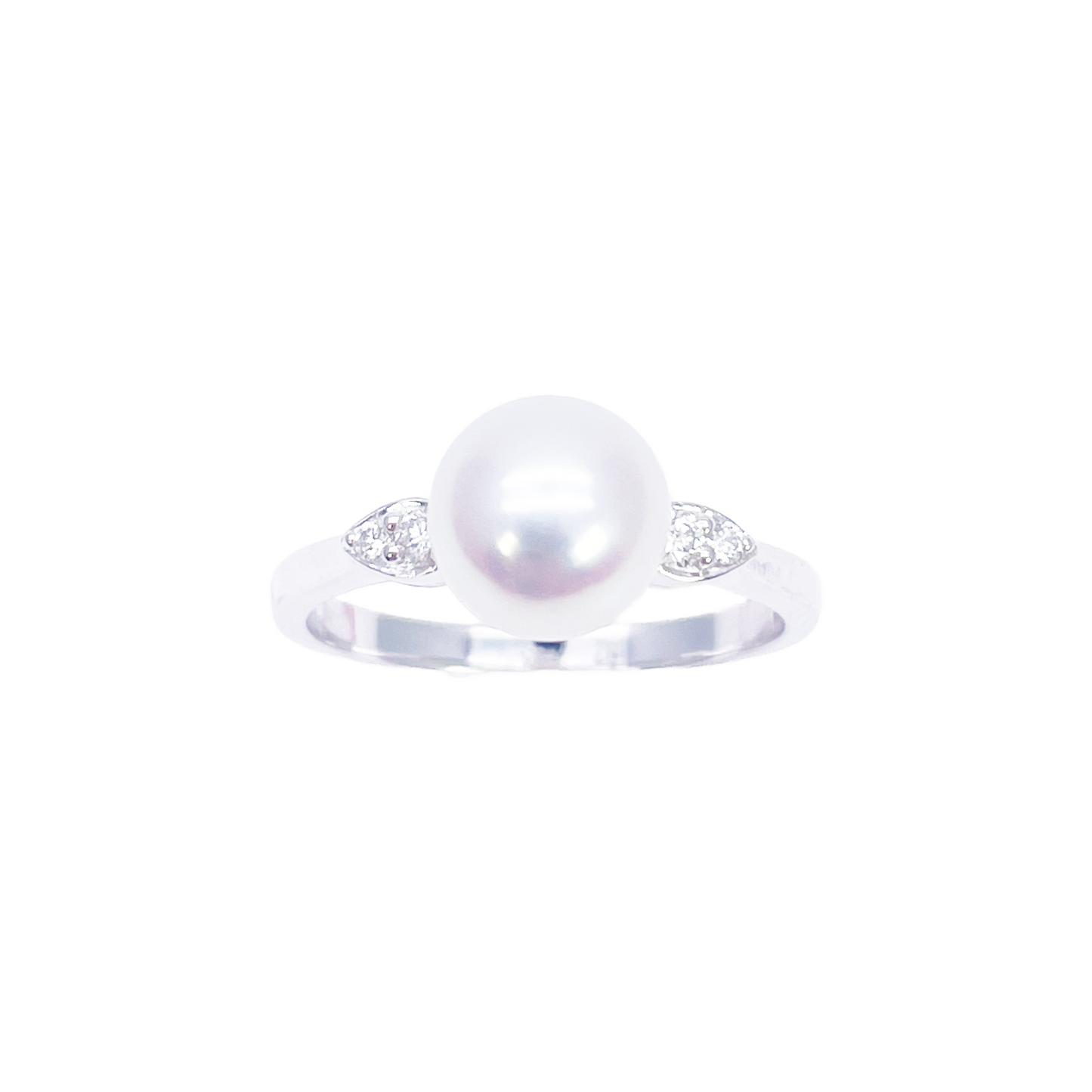 18 Karat Gold Süßwasserperle Diamantring Natur Rund 0.07ct