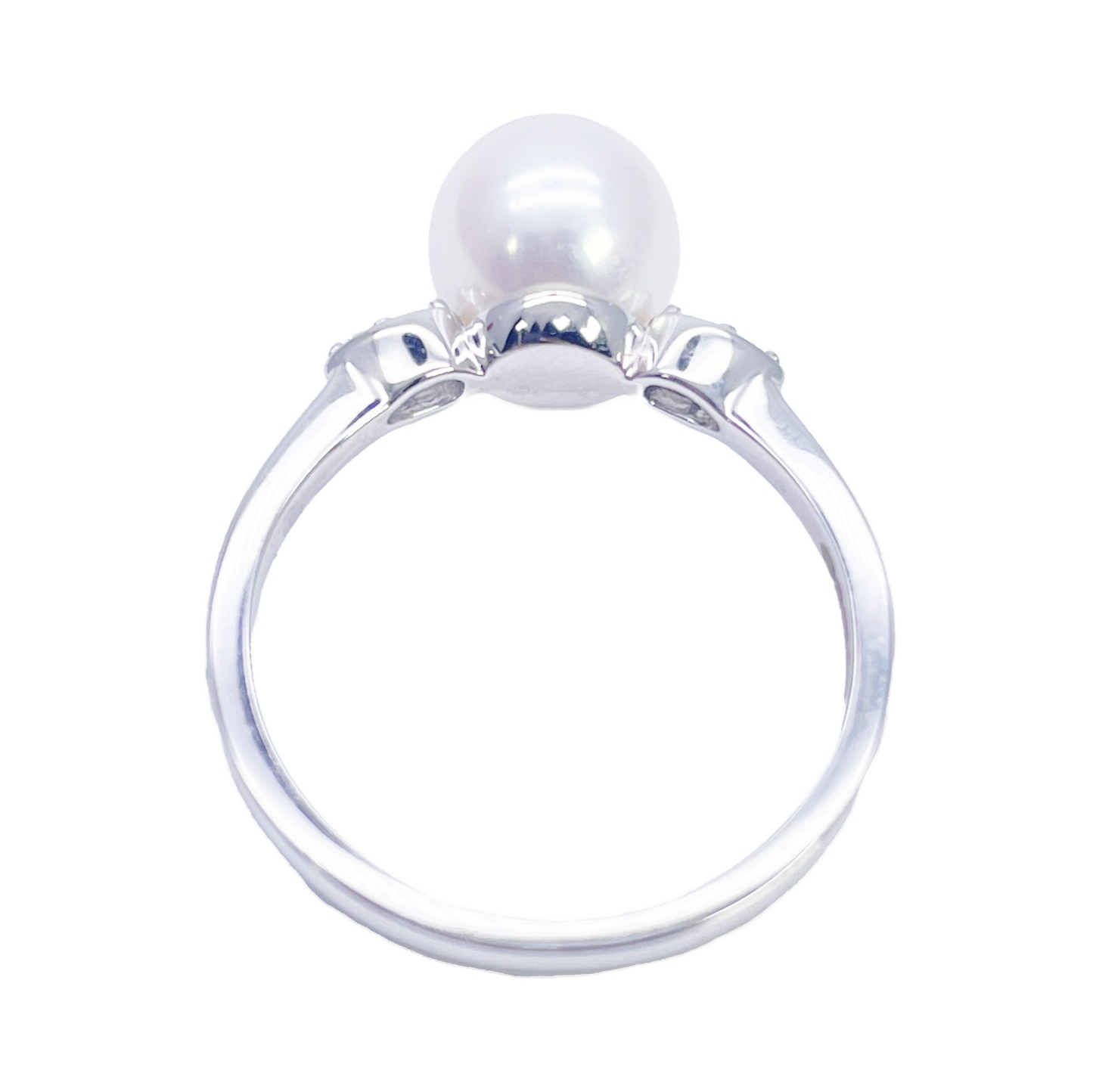 18 Karat Gold Süßwasserperle Diamantring Natur Rund 0.07ct