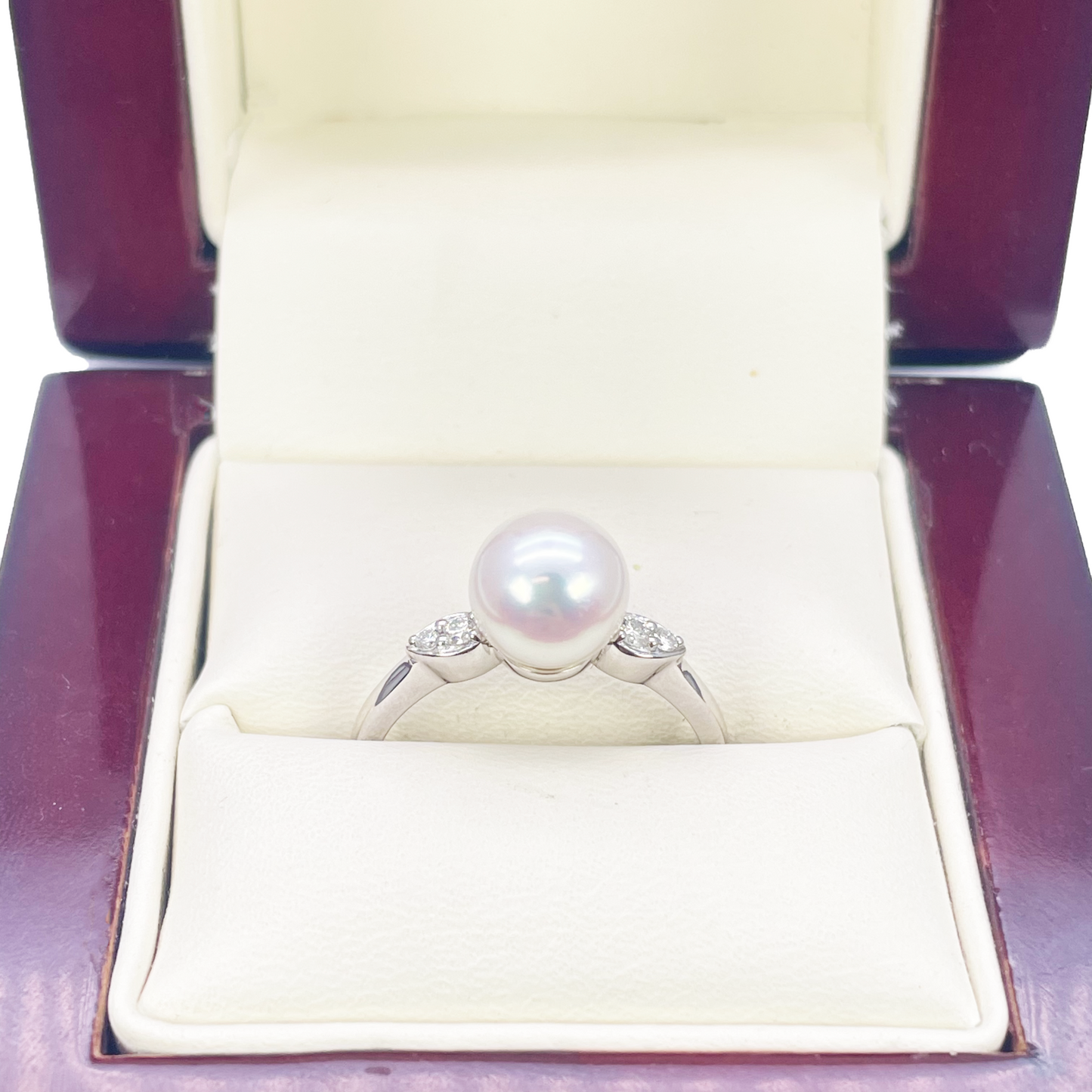18 Karat Gold Süßwasserperle Diamantring Natur Rund 0.07ct