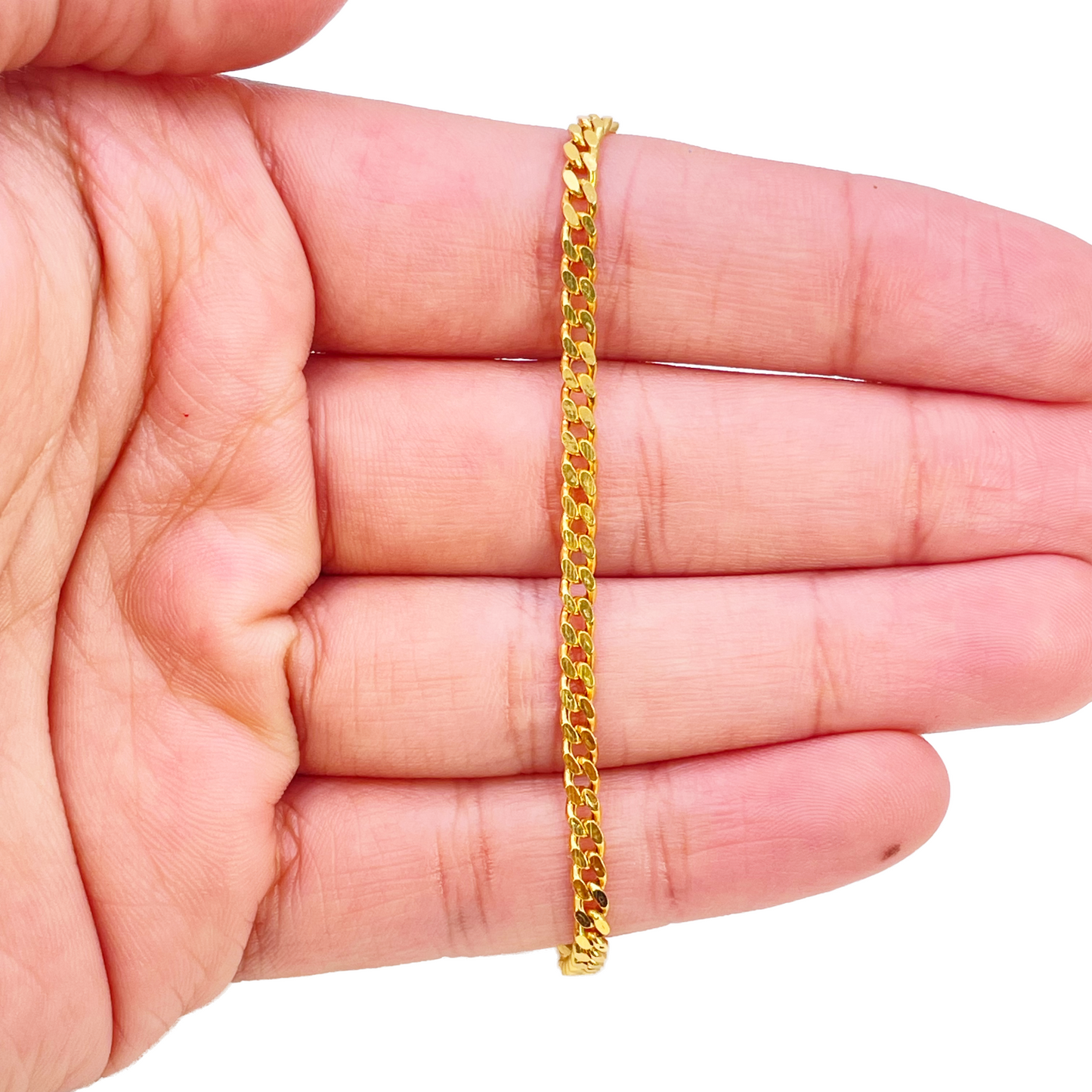 22 Karat Gold Panzerarmband Hochglanzpoliert Schlicht 6,8 Zoll