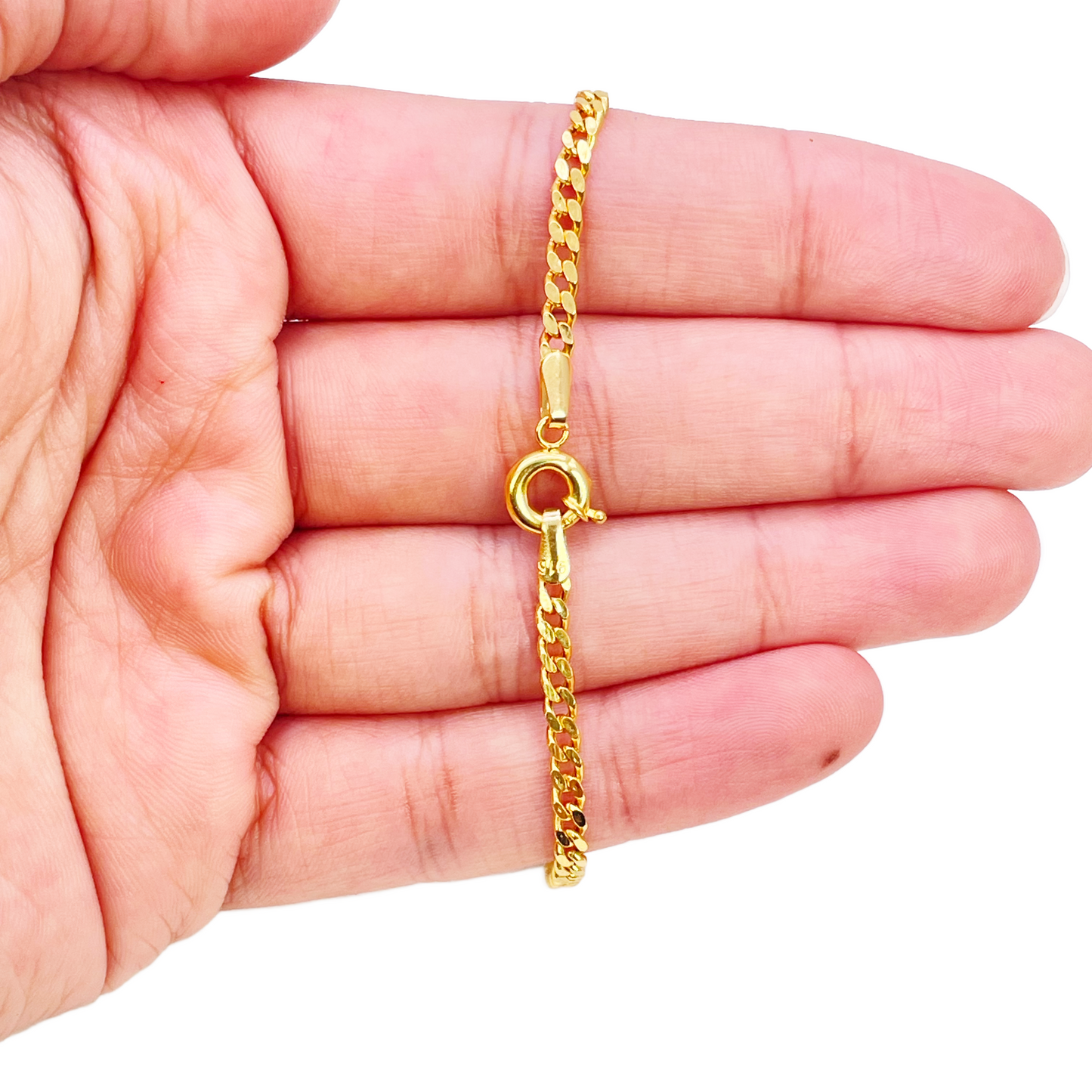 22 Karat Gold Panzerarmband Hochglanzpoliert Schlicht 6,8 Zoll