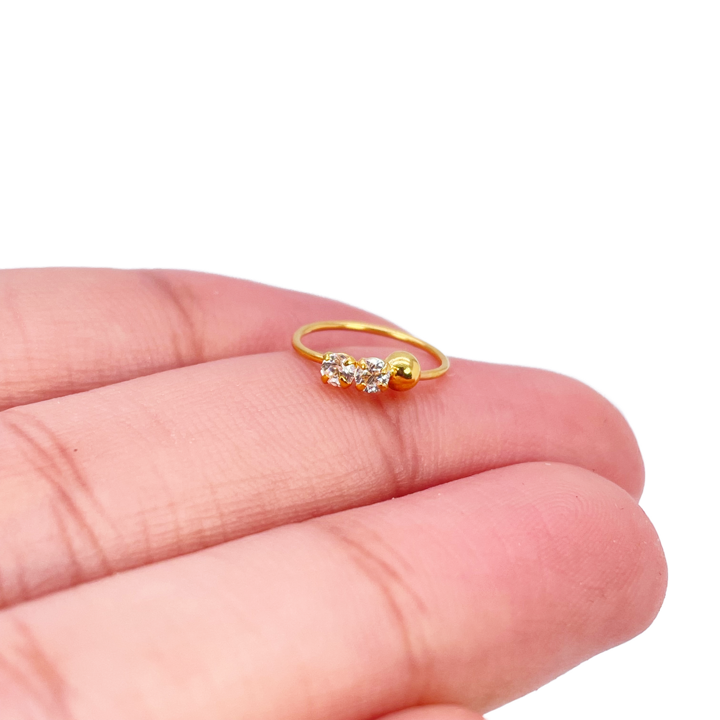 22 Karat Gelbgold wunderschöner, kleiner Huggie Nasenring, 9 mm