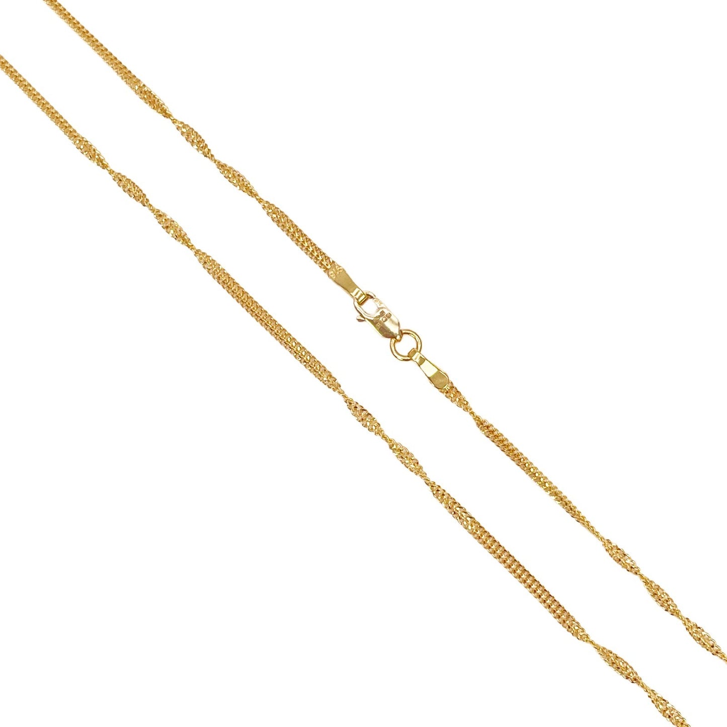 22ct Gold Singapore Twist Chain Necklace Lightweight High Polish 18 Inches