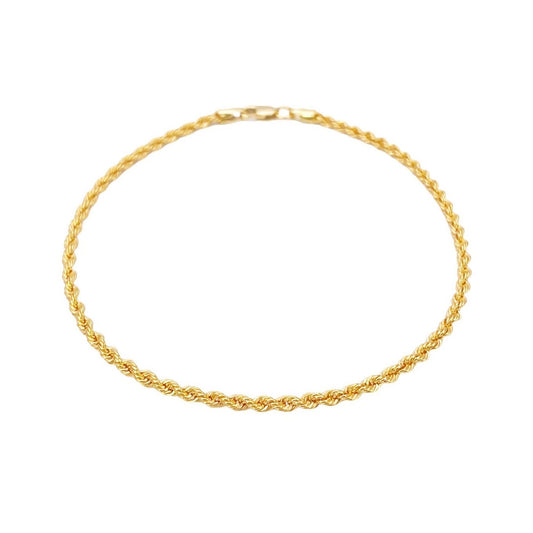 22ct Gold Rope Chain Childrens Bracelet Lightweight 5 Inches 2.2 mm