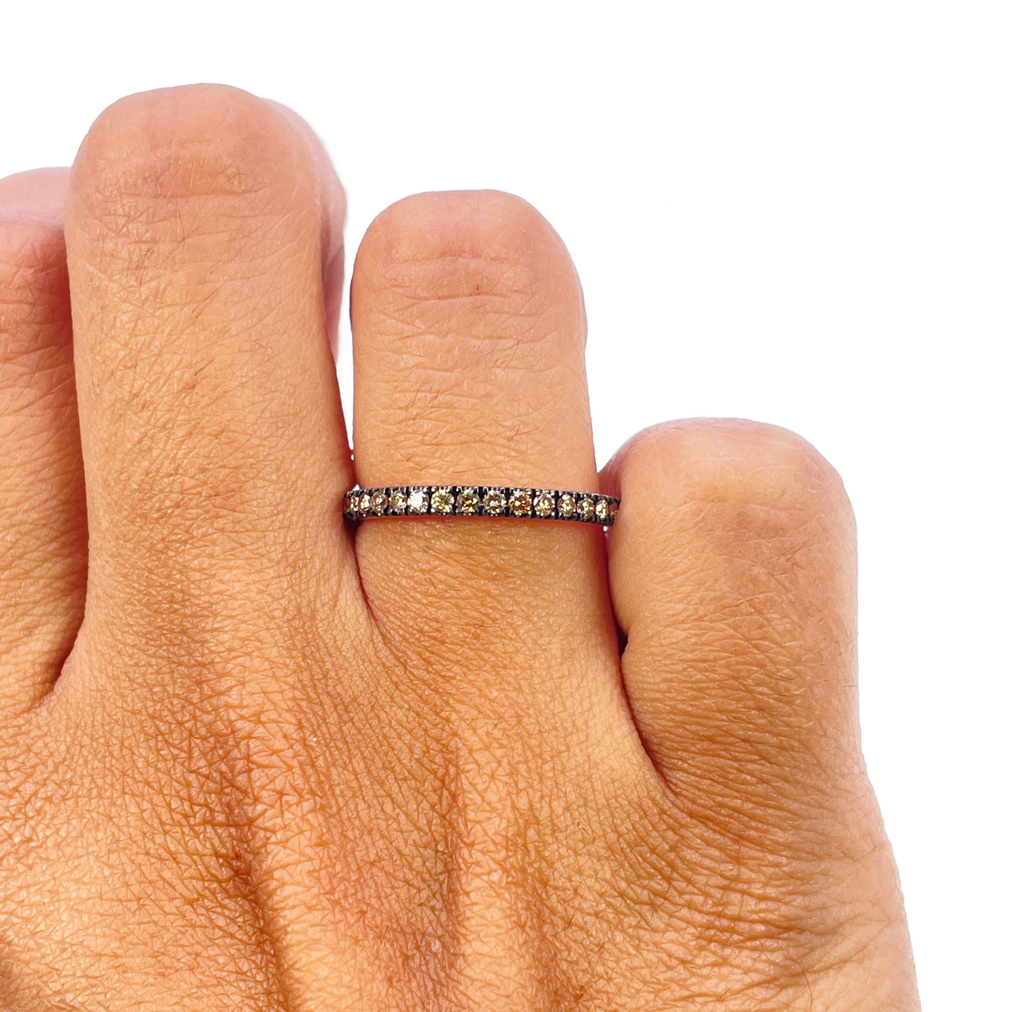 14ct Rose Gold Brown Champagne Diamond Wishbone Ring 0.20ct