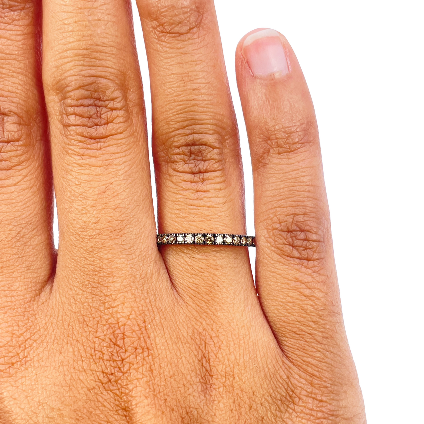 14ct Rose Gold Brown Champagne Diamond Wishbone Ring 0.20ct