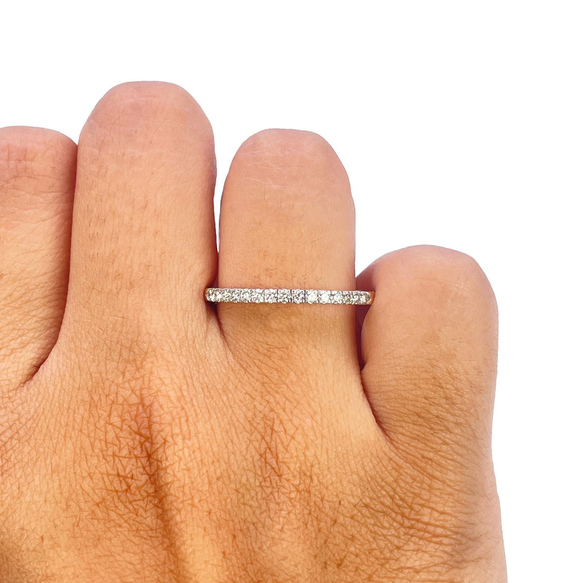 14ct Yellow Gold Natural Diamond Half Eternity Ring Pave 0.20ct