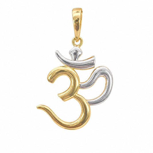 22ct Two Tone Gold Om Symbol Pendant High Polished Hindu Charm