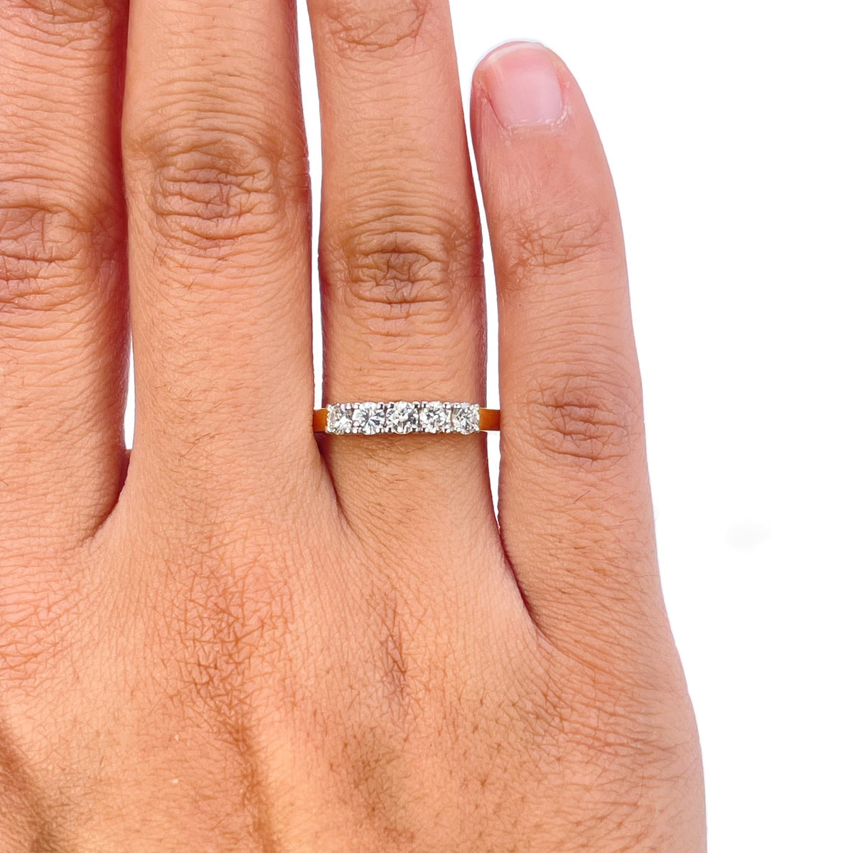 18ct Yellow Gold Natural Diamond Five Stone Ring Claw Set 0.50ct
