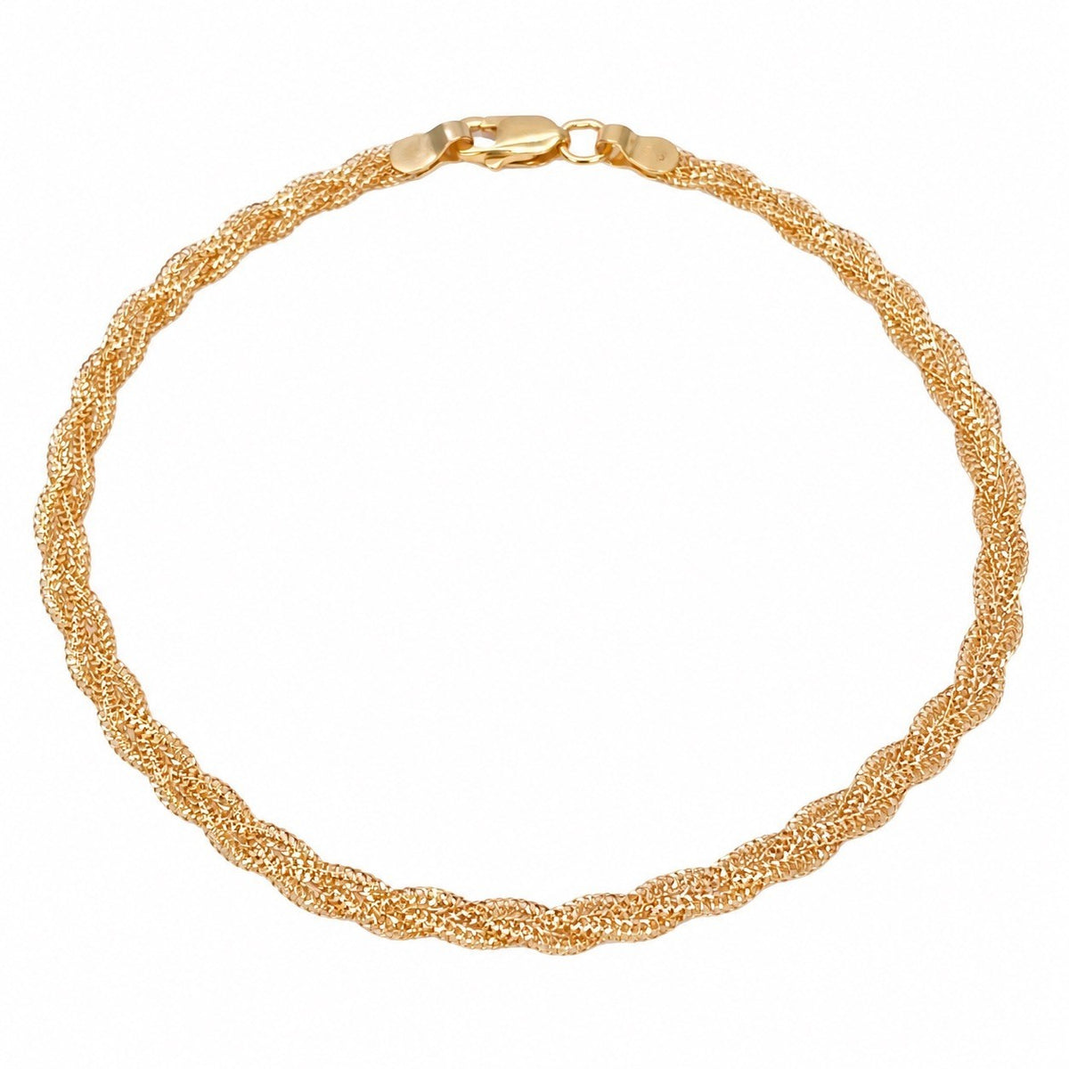 22ct Yellow Gold Braided Chain Bracelet Diamond Cut Plait 7 Inch 3mm