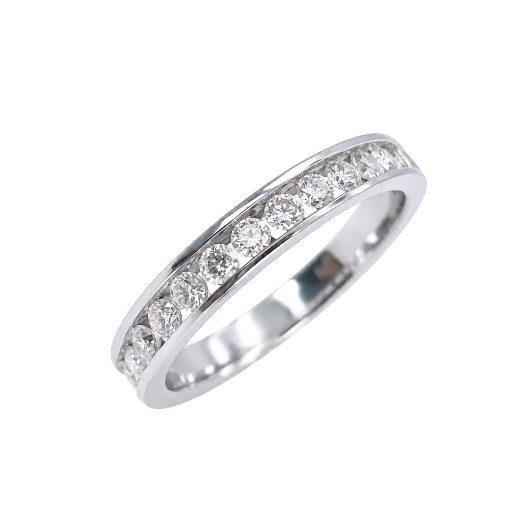 18ct White Gold Natural Diamond Channel Set Half Eternity Ring 0.50ct