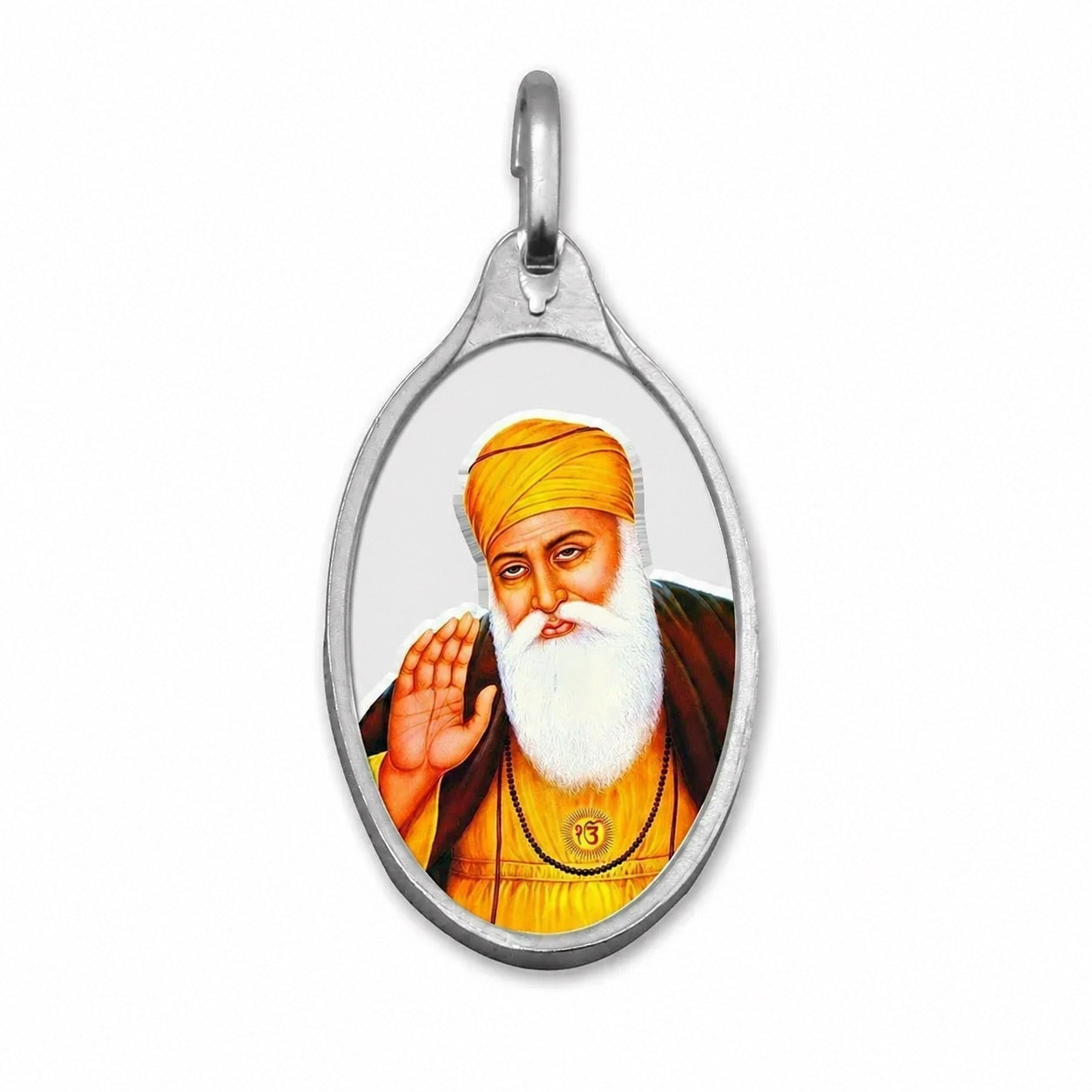 999,9 Reinsilber 5 Gramm Farbiger Guru Nanak Sikh-Anhänger Versiegelte Packung