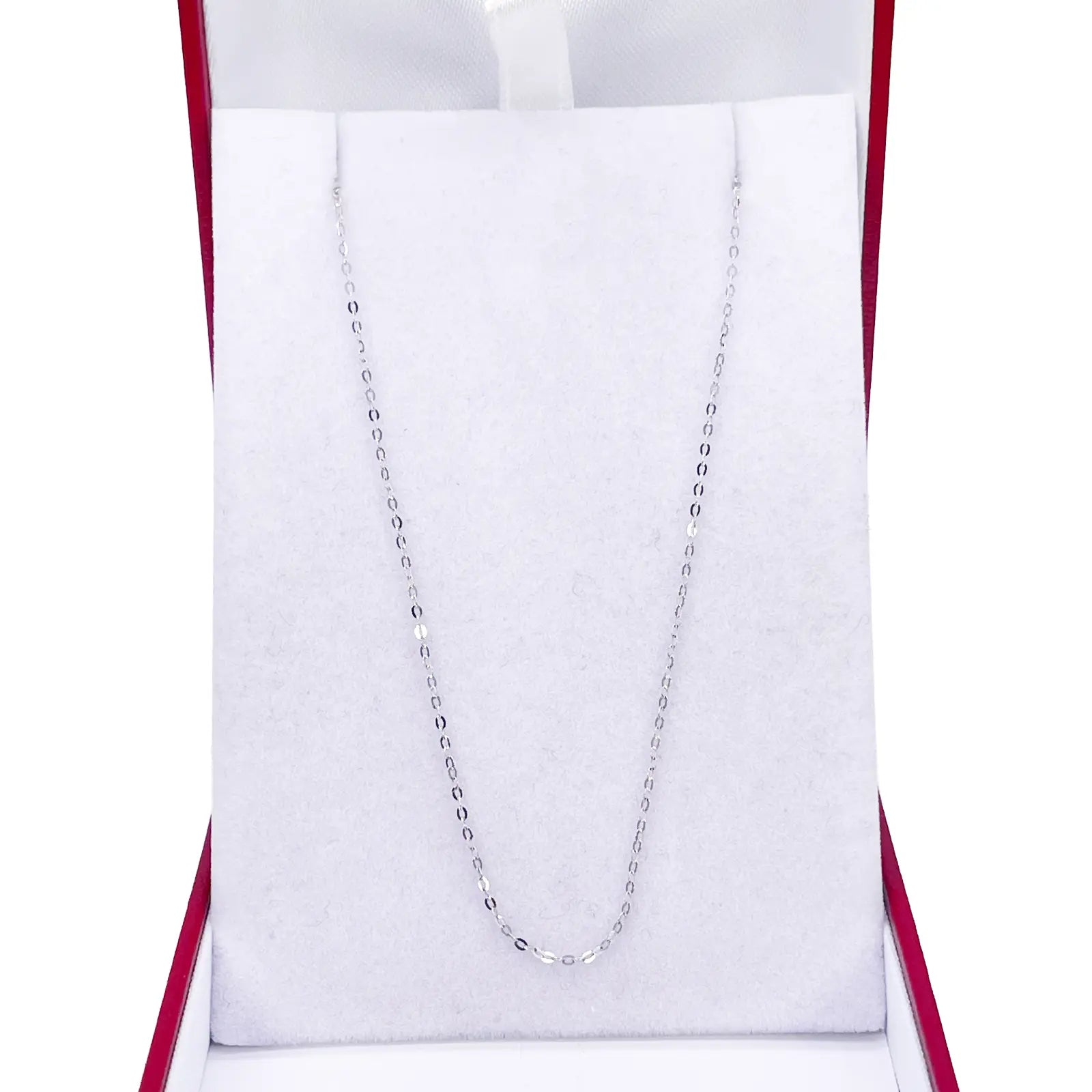 Platinum Cable Trace Link Chain Necklace 16 Inches 0.9mm Width 
