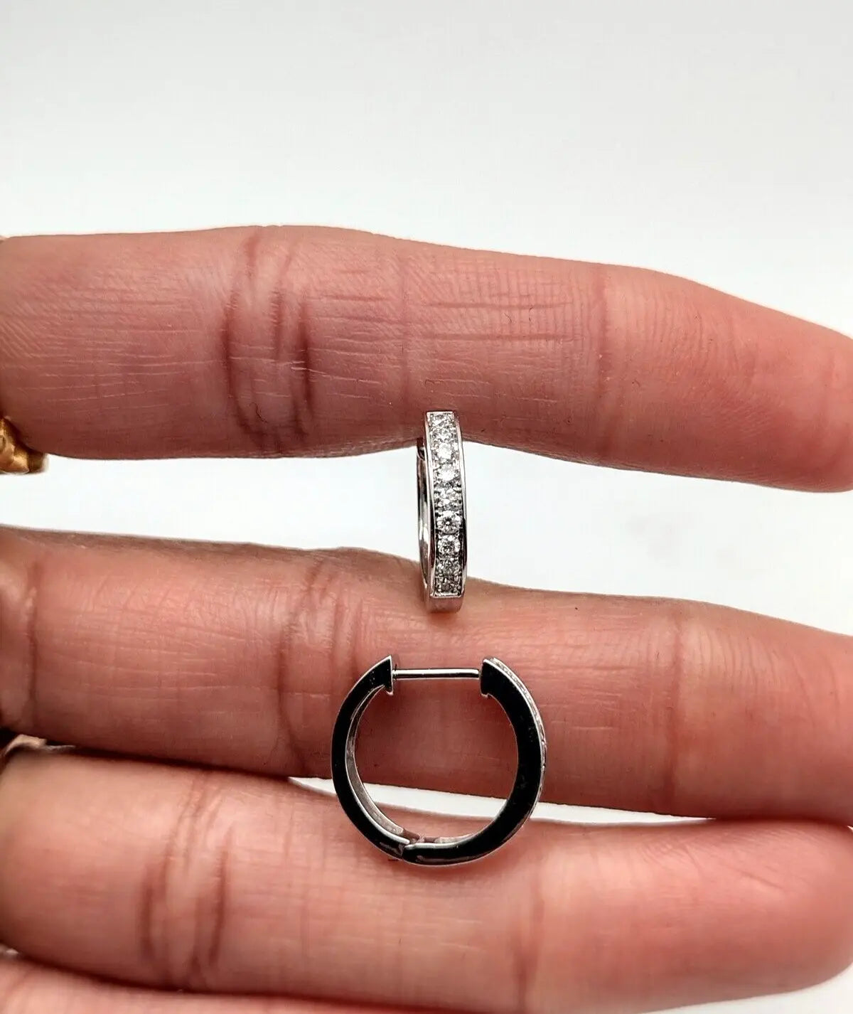 14ct White Gold & Natural Diamond Hoop Earrings 0.33ct 15mm Wide 