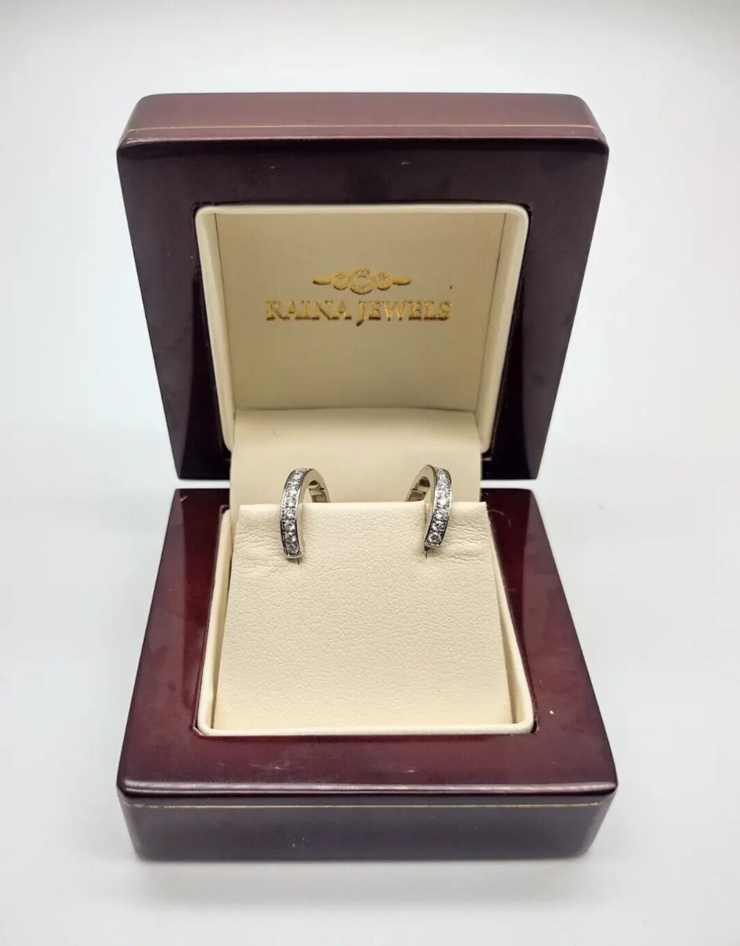 14ct White Gold & Natural Diamond Hoop Earrings 0.33ct 15mm Wide 