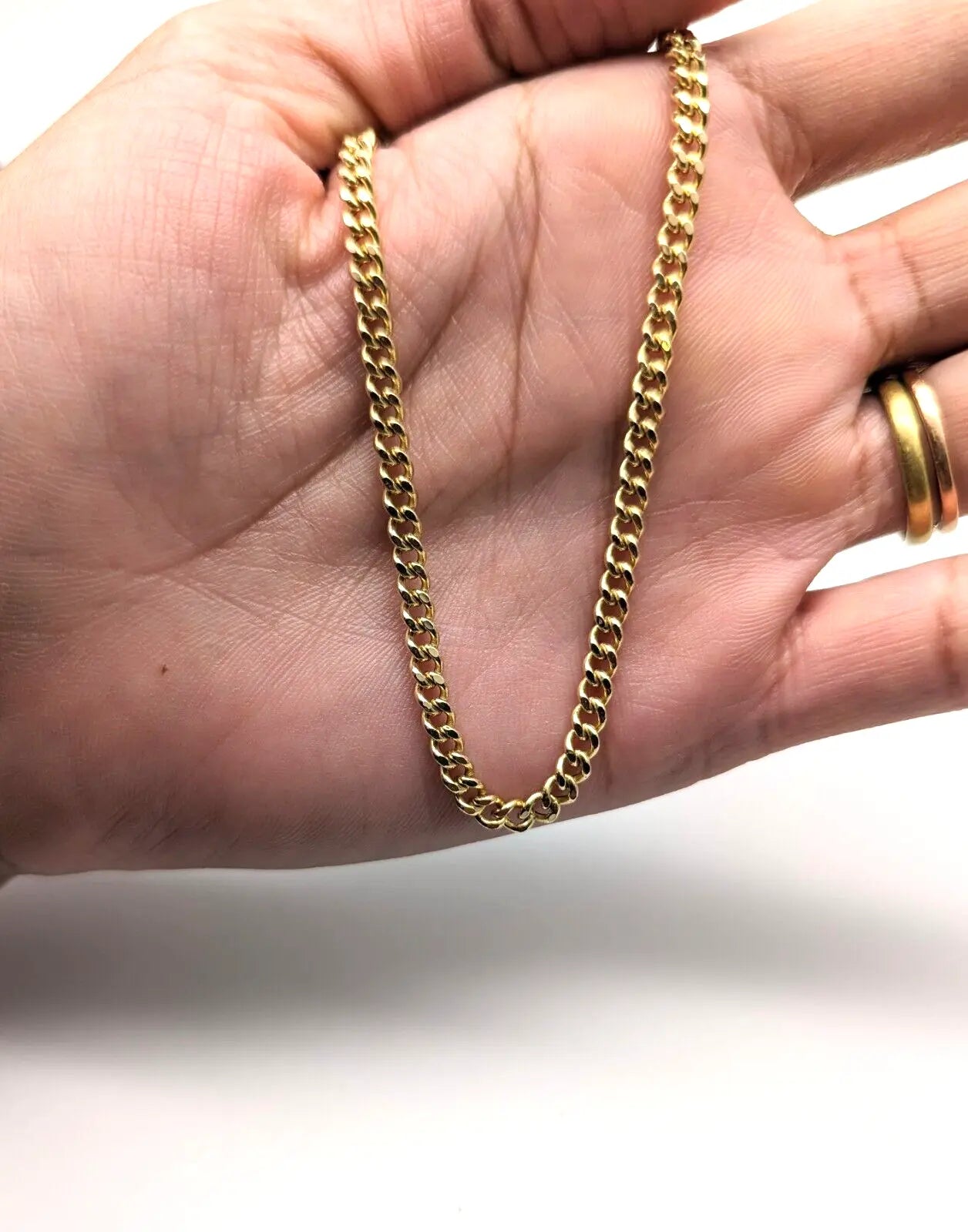 14ct Yellow Gold Diamond Cut Curb Chain 22 inches Hallmarked  Diamond Bracelets
