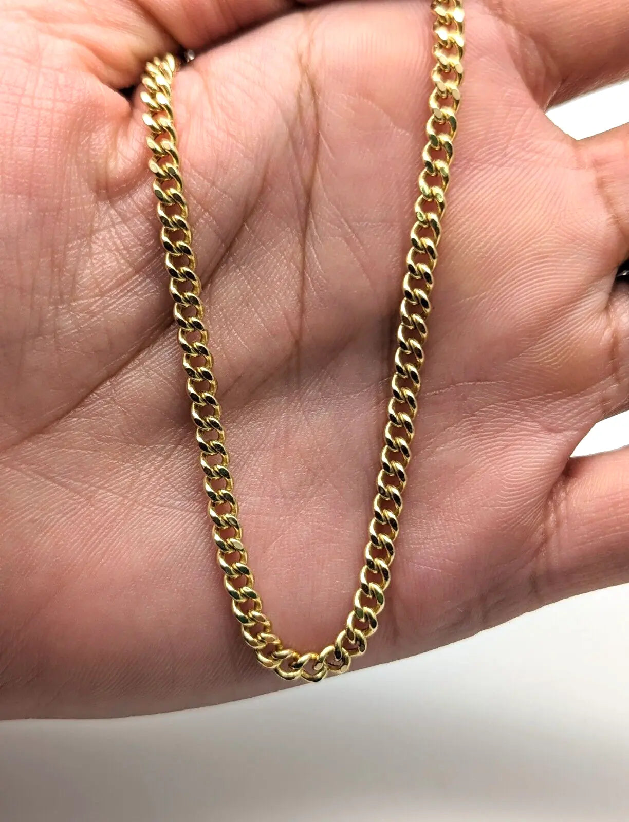14ct Yellow Gold Diamond Cut Curb Chain 22 inches Hallmarked  Diamond Bracelets