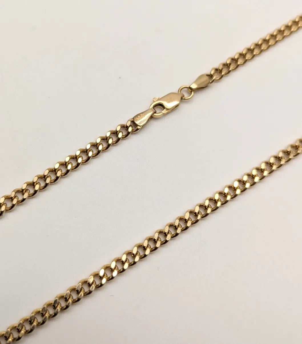 14ct Yellow Gold Diamond Cut Curb Chain 22 inches Hallmarked  Diamond Bracelets