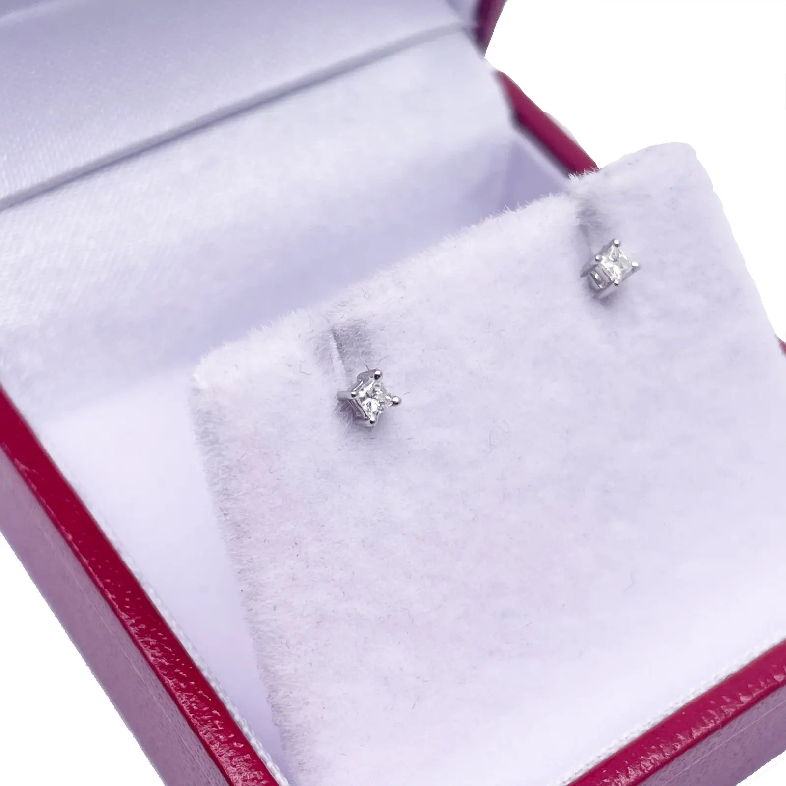 18ct White Gold Diamond Children's Earrings 0.06ct Child friendly safe & secure 