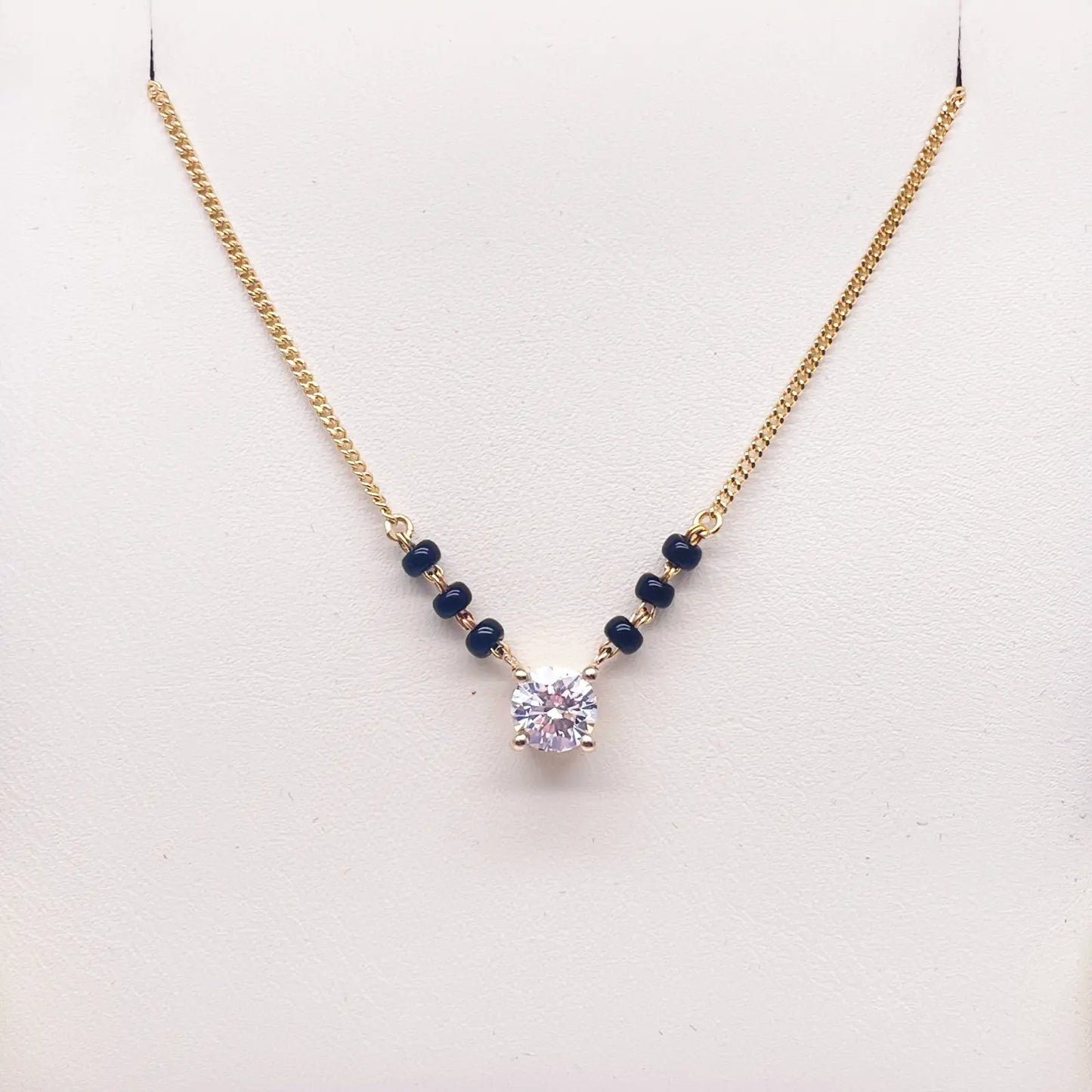 18ct Yellow Gold Lab Grown Diamond 0.50ct Black Beads Mangalsutra Necklace  Mangalsutra Chains
