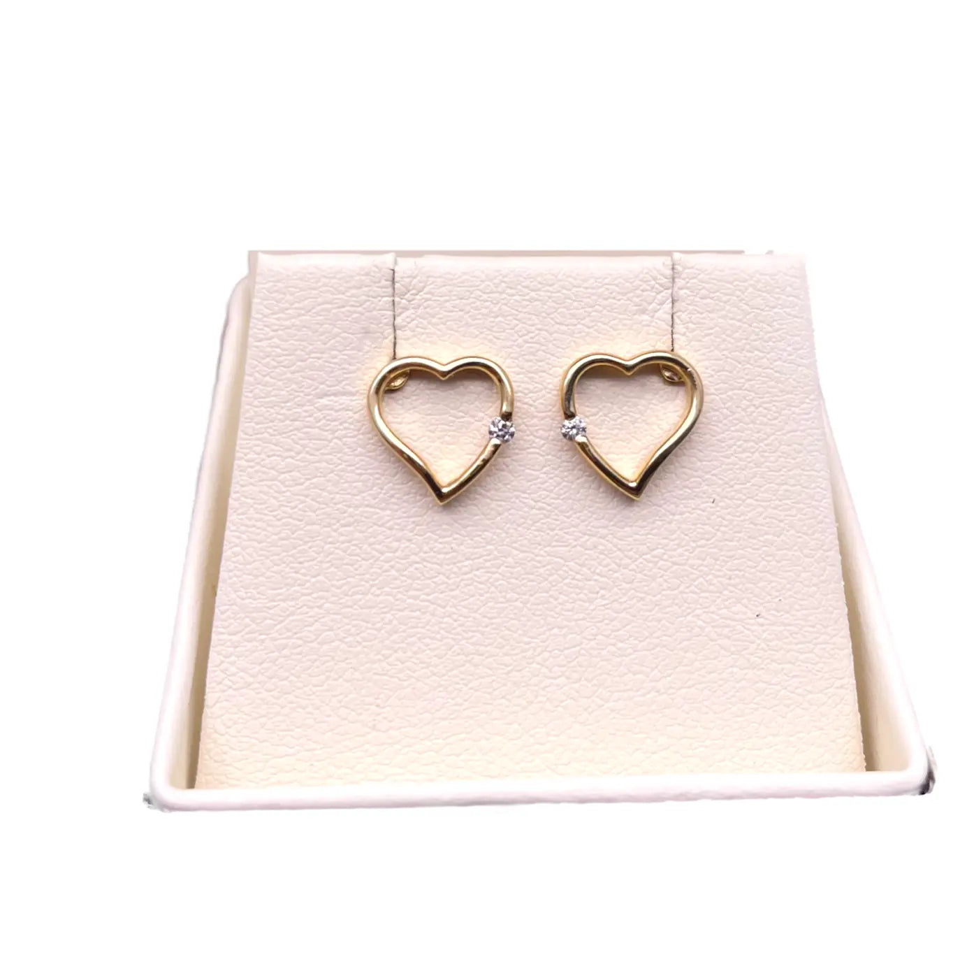 18ct Yellow Gold Round Diamond Heart Stud Earrings 0.04ct 
