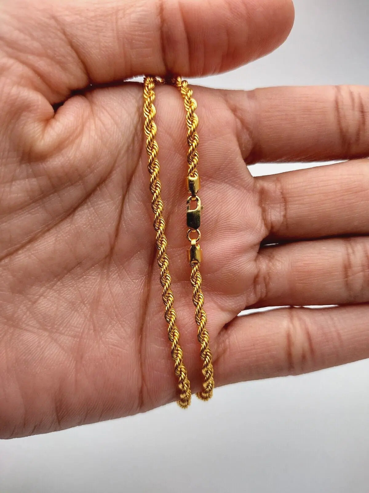 22ct / 22K Yellow Gold Mens/Ladies Lightweight Rope Chain Necklace 16'' inches 