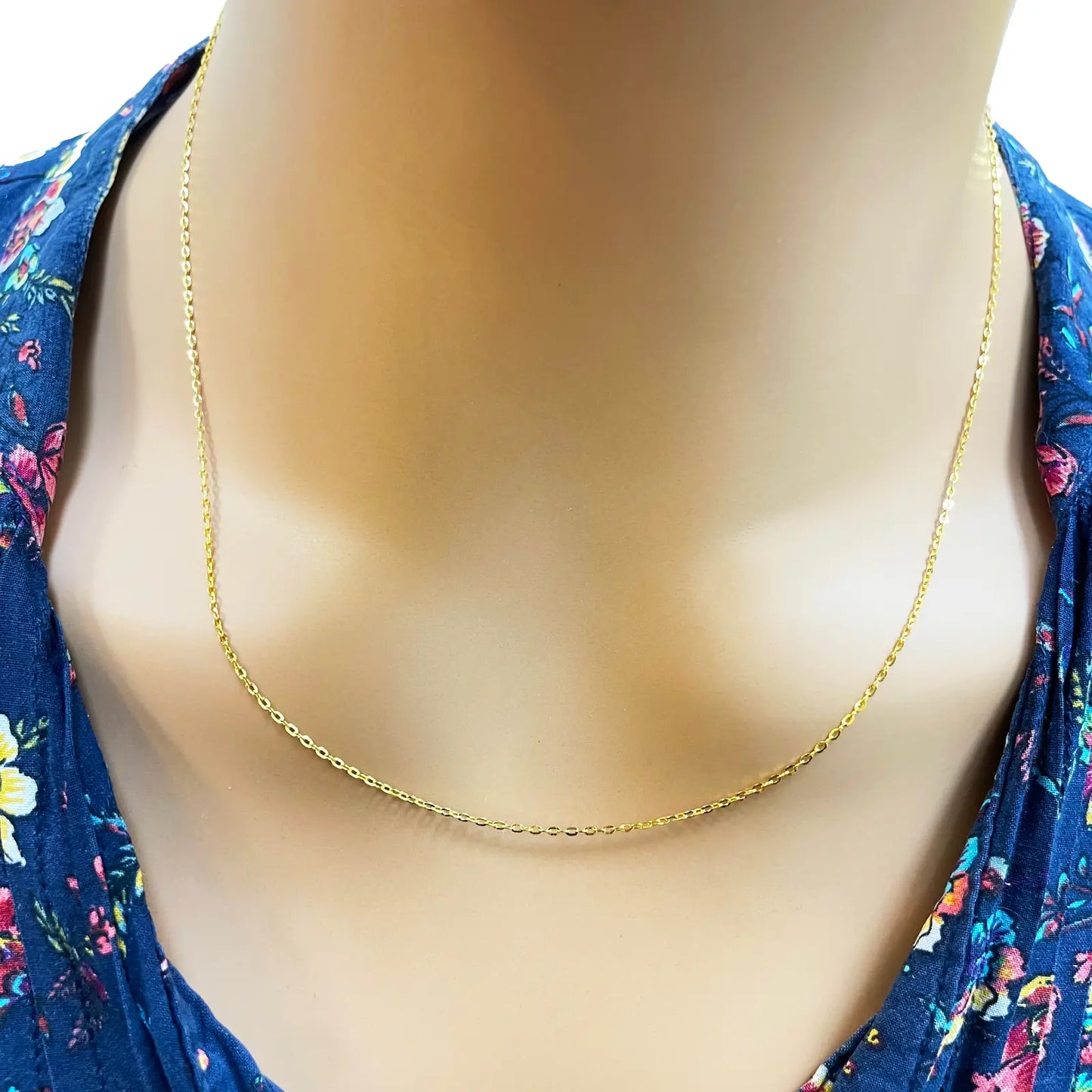 22ct Yellow Gold Cable Link Thin Chain 18''inches 