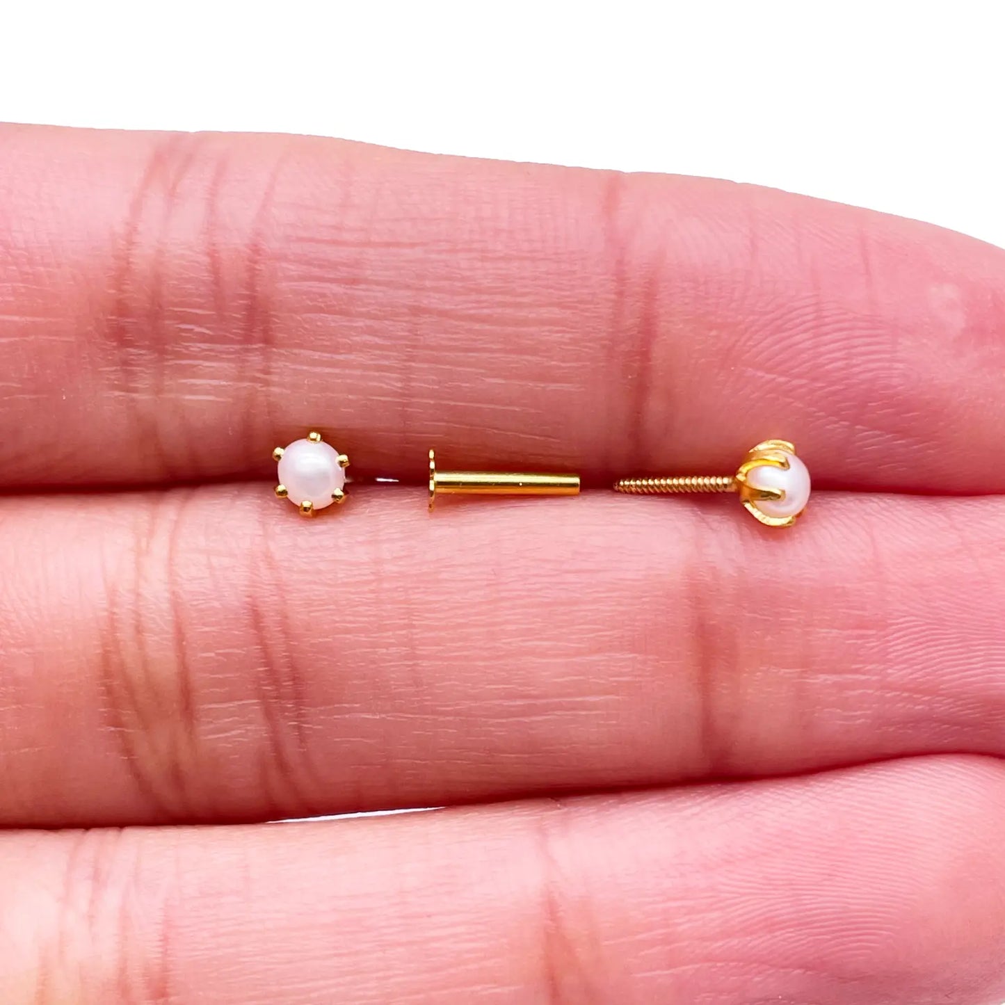 22ct Yellow Gold Children's Freshwater Pearl Claw Stud Earrings 3.9mm 