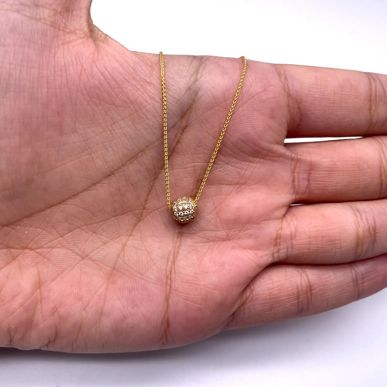 22ct Yellow Gold Cubic Zirconia Run Through Chain 4 Row Hoop Pendant 16 