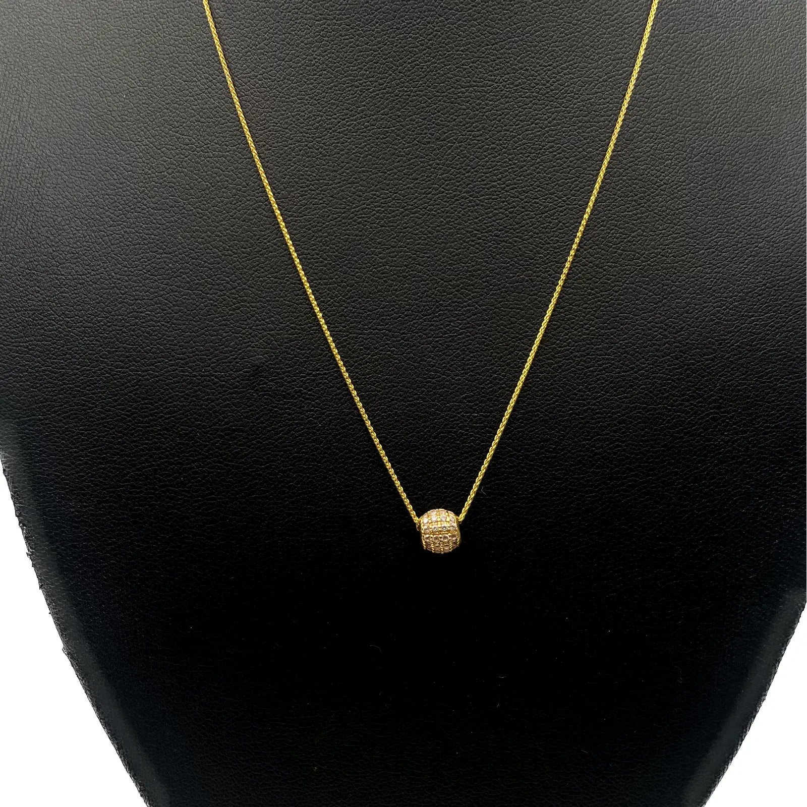 22ct Yellow Gold Cubic Zirconia Run Through Chain 4 Row Hoop Pendant 16 