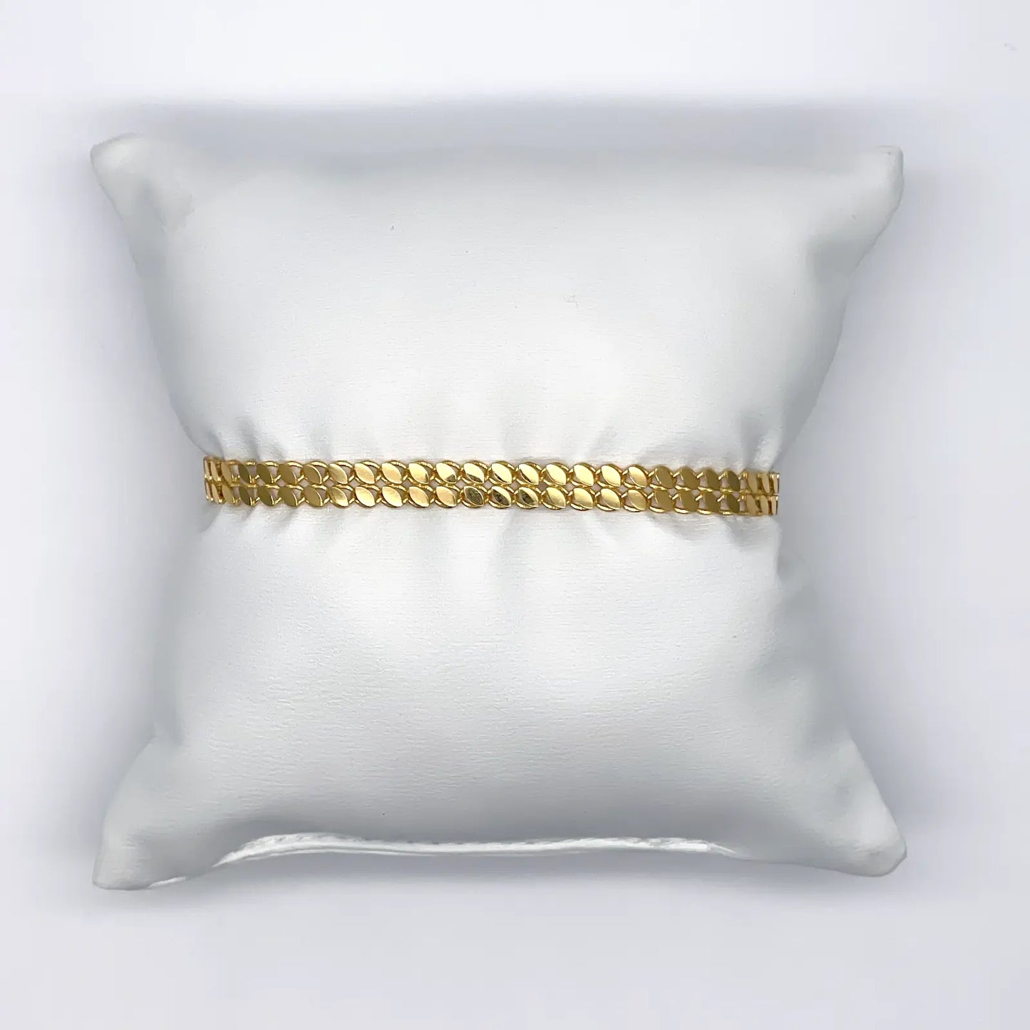 22ct Yellow Gold Double Row Flat High Polished Bracelet 7'' inches 5mm 